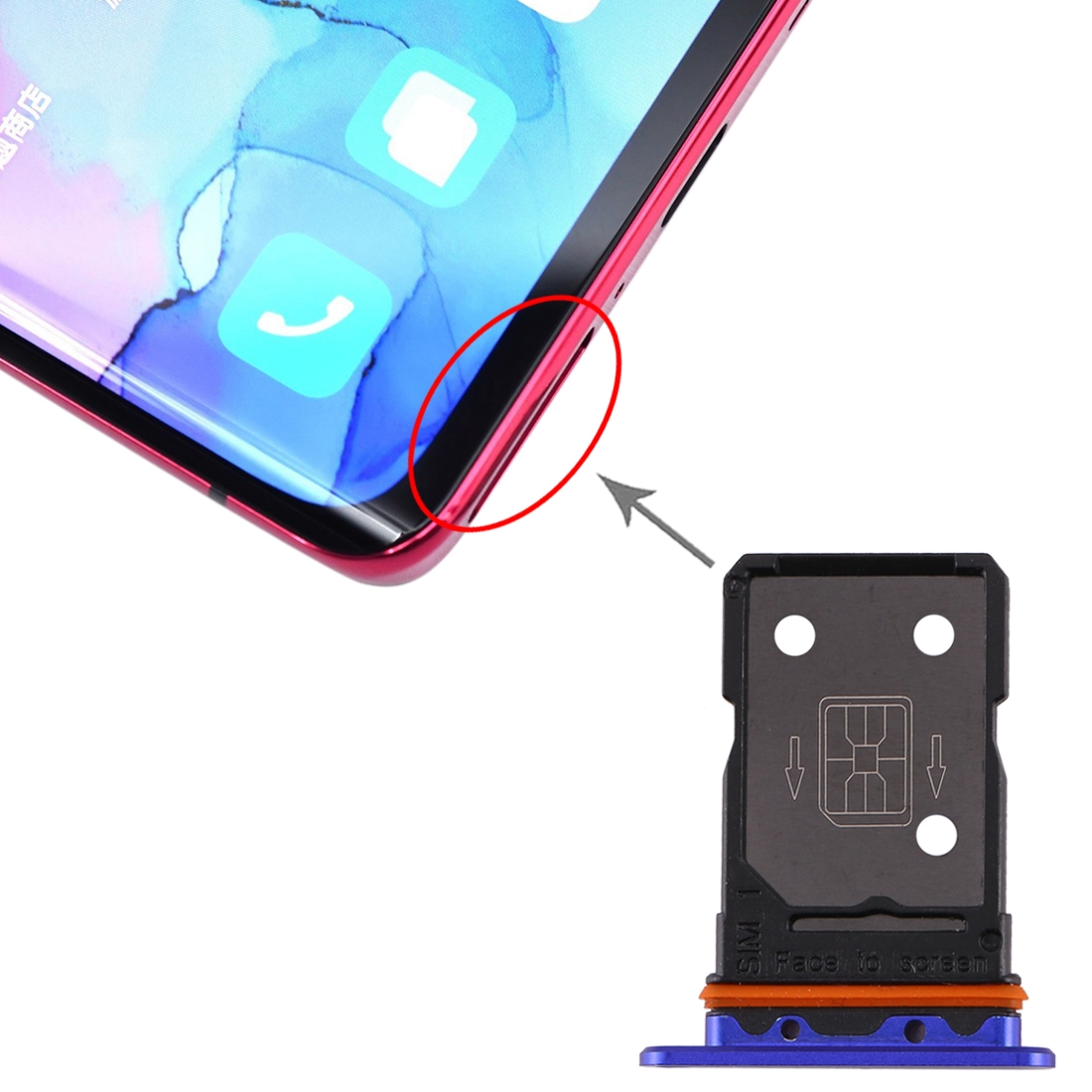 OPPO Reno3 Pro 5G Blue SIM Card Tray Replacement - Image 4