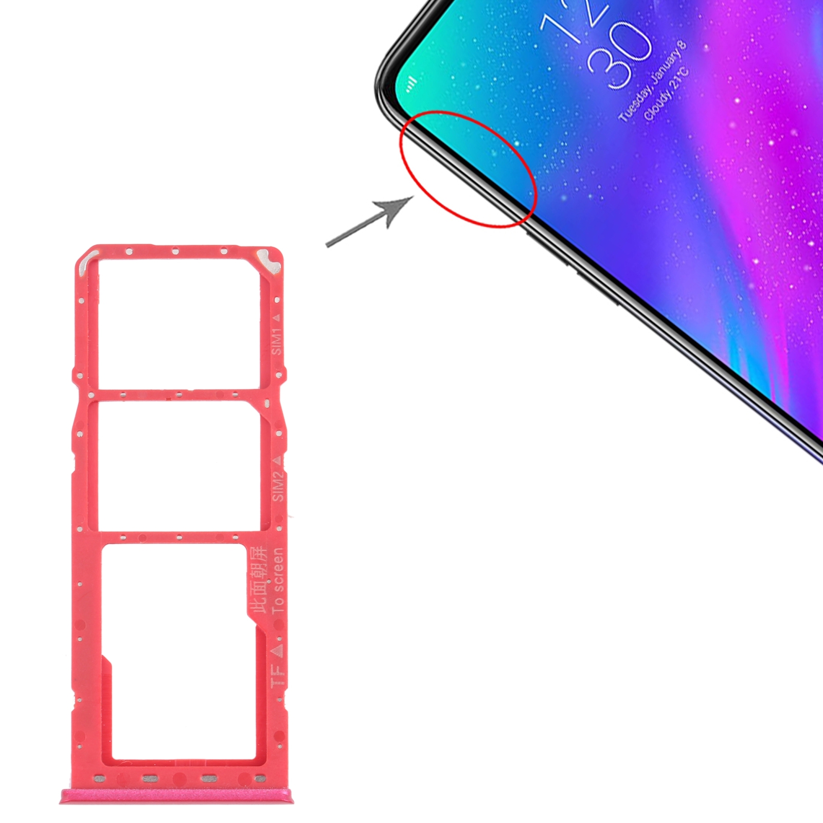 OPPO Realme 3 Red SIM Card Tray Replacement - Image 3