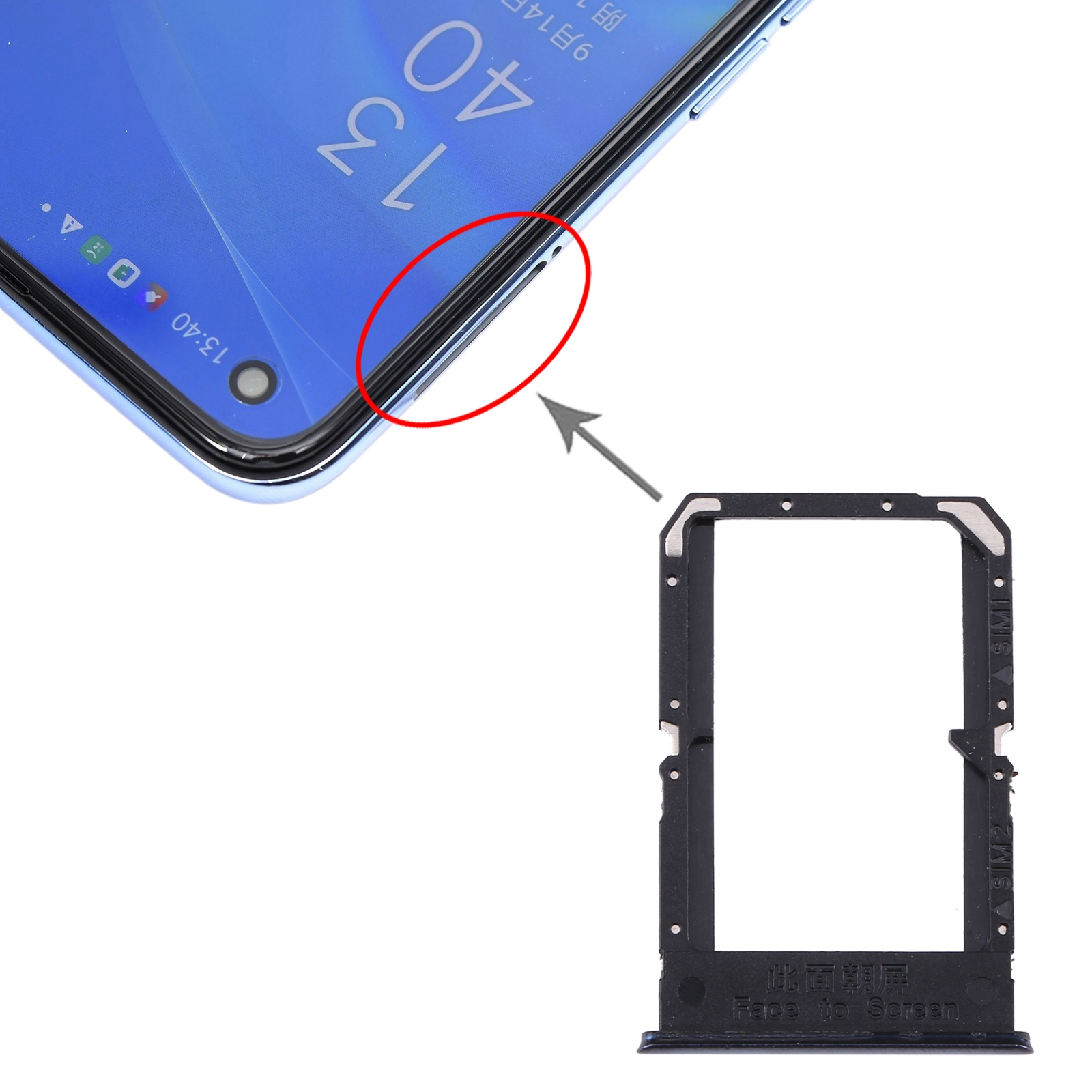OPPO Reno4 SE SIM Card Tray Black Replacement - Image 3