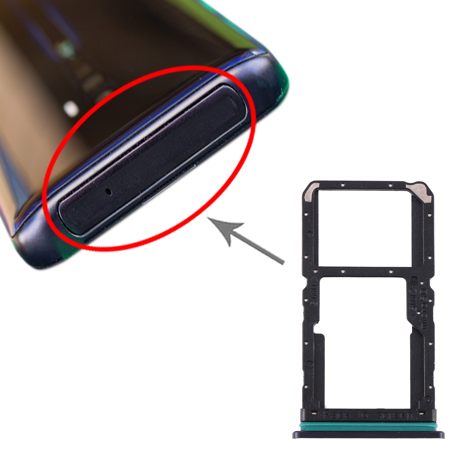 OPPO Reno2 Black SIM Card Tray Replacement - Image 3