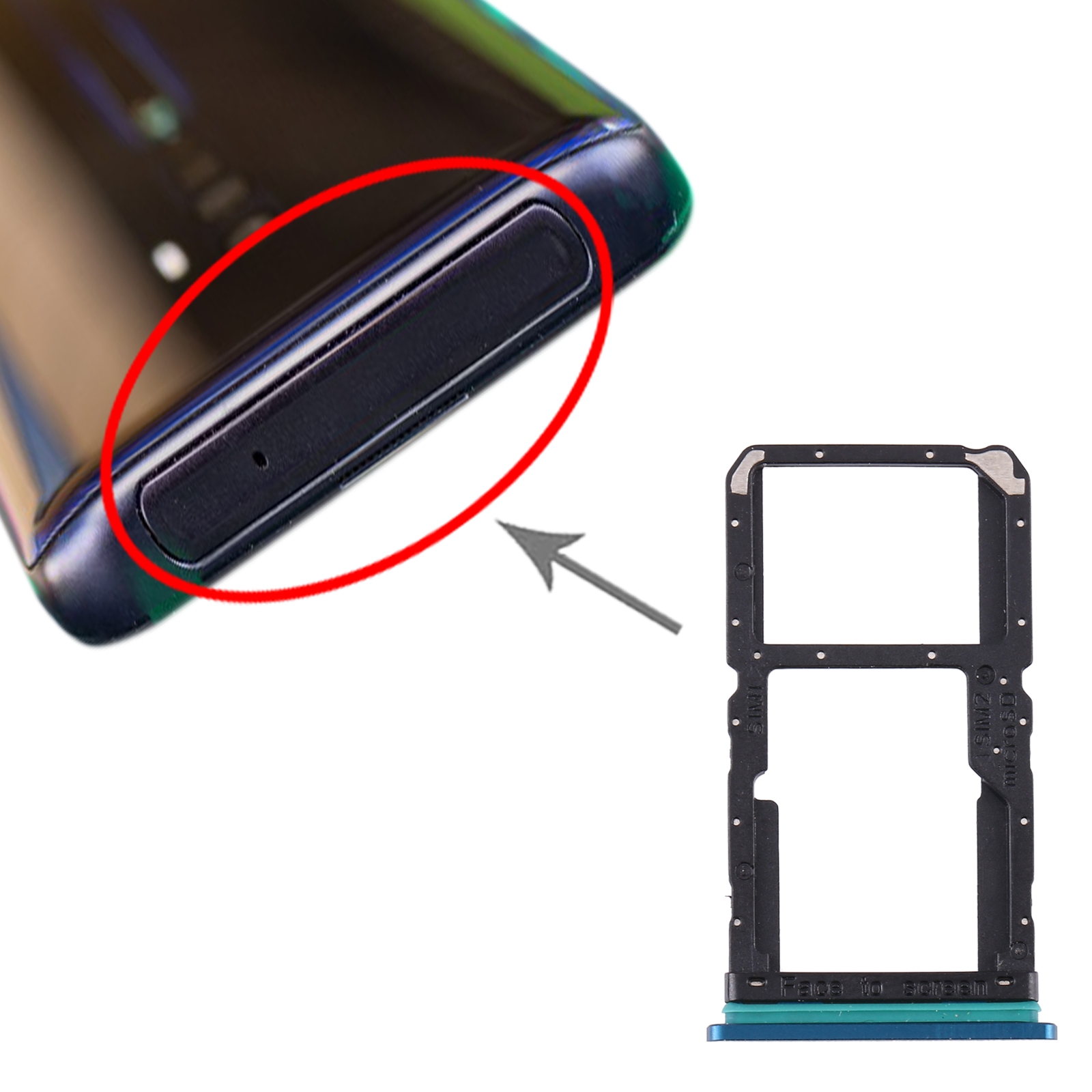 OPPO Reno2 Green SIM Card Tray Replacement - Image 3