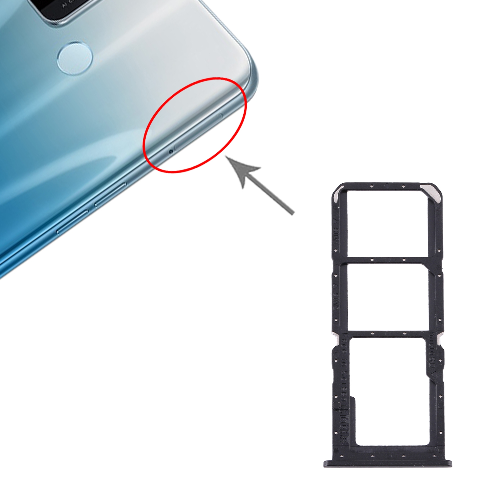 OPPO A32 Black SIM Card Tray Replacement - Image 3