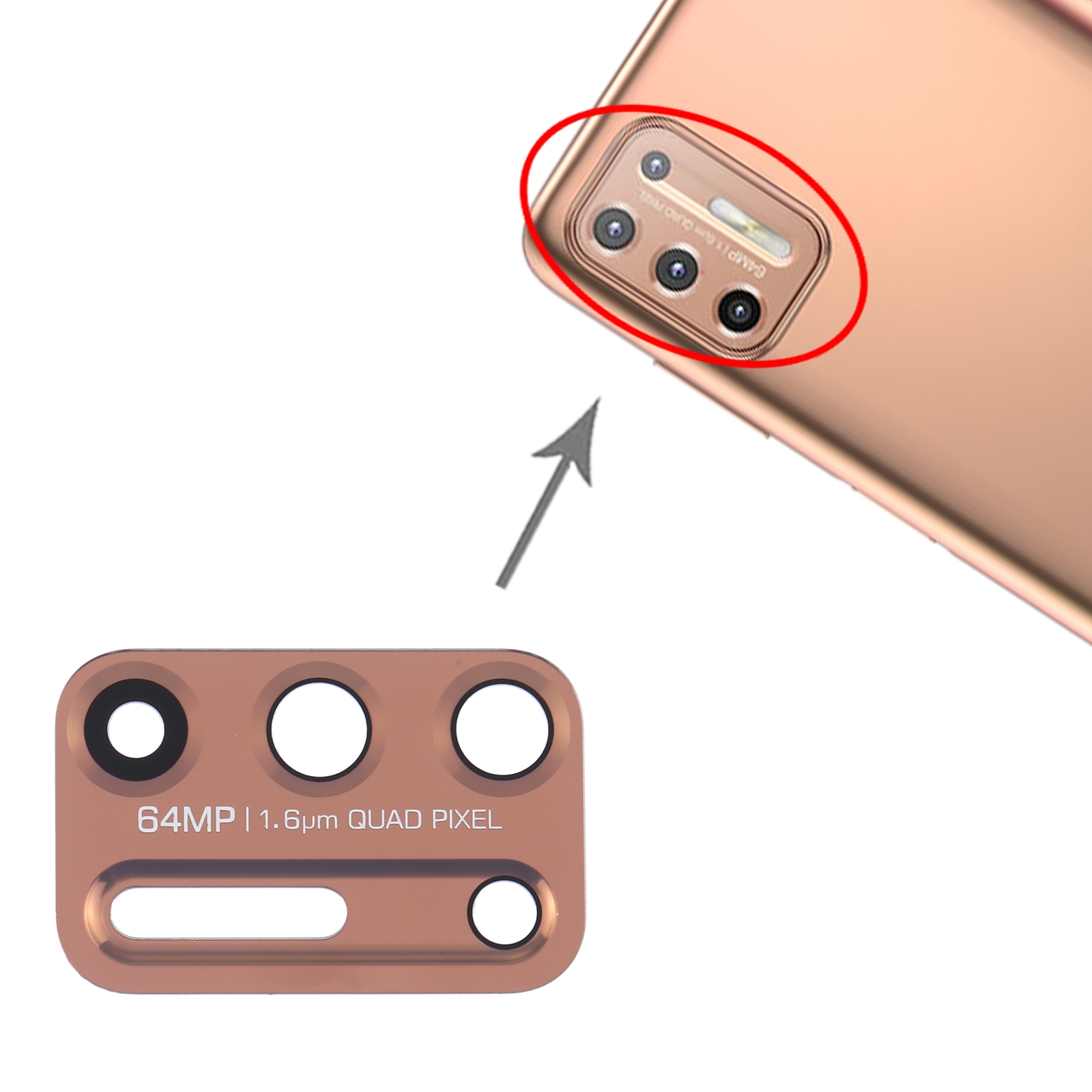 Motorola Moto G9 Plus XT2087-1 Gold Back Camera Lens Replacement - Image 4