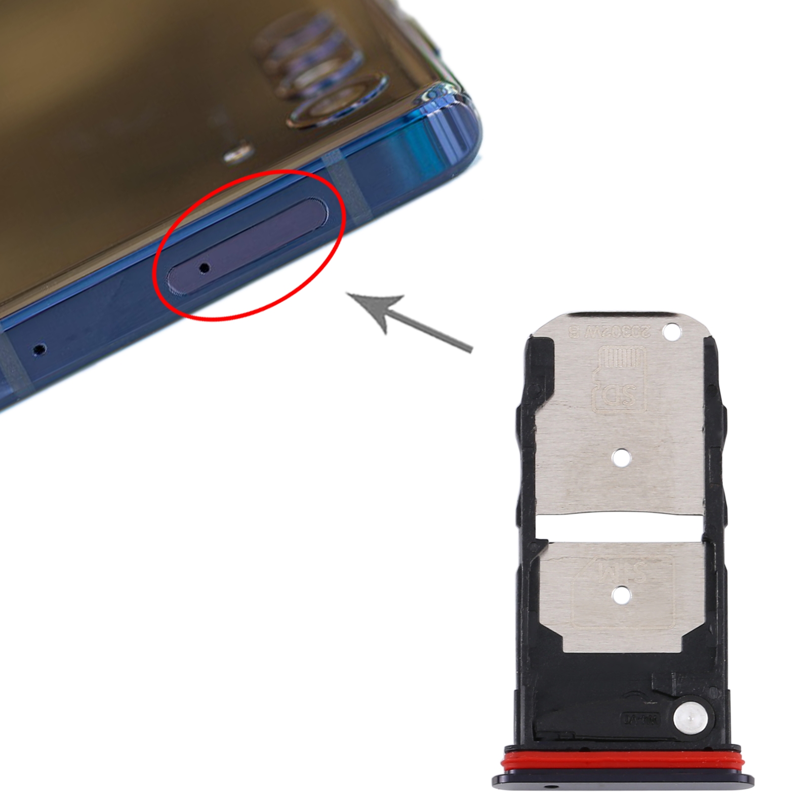 Motorola Edge XT2063-3 Black SIM Card Tray Replacement - Image 3