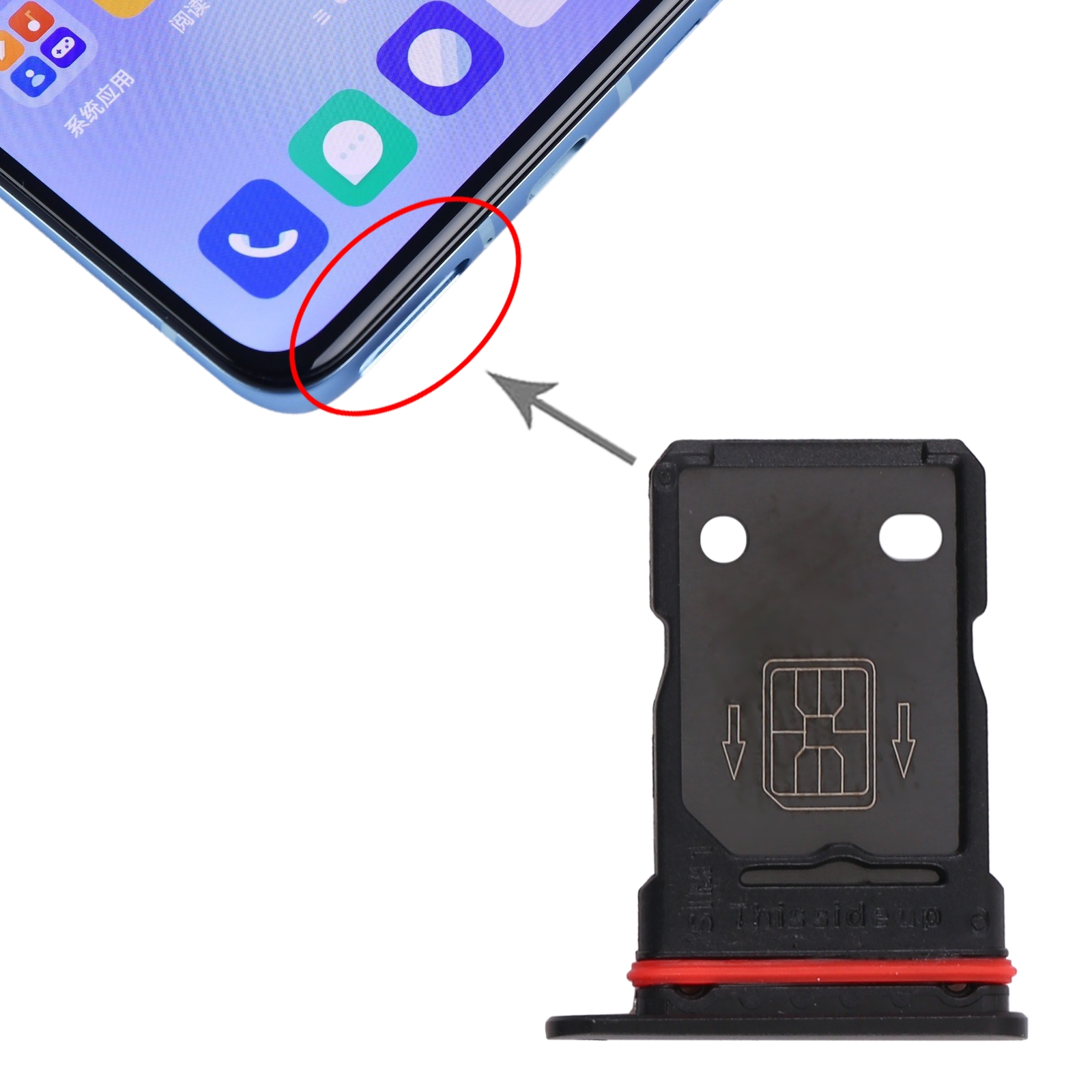 OnePlus 9R Black SIM Card Tray Replacement - Image 3