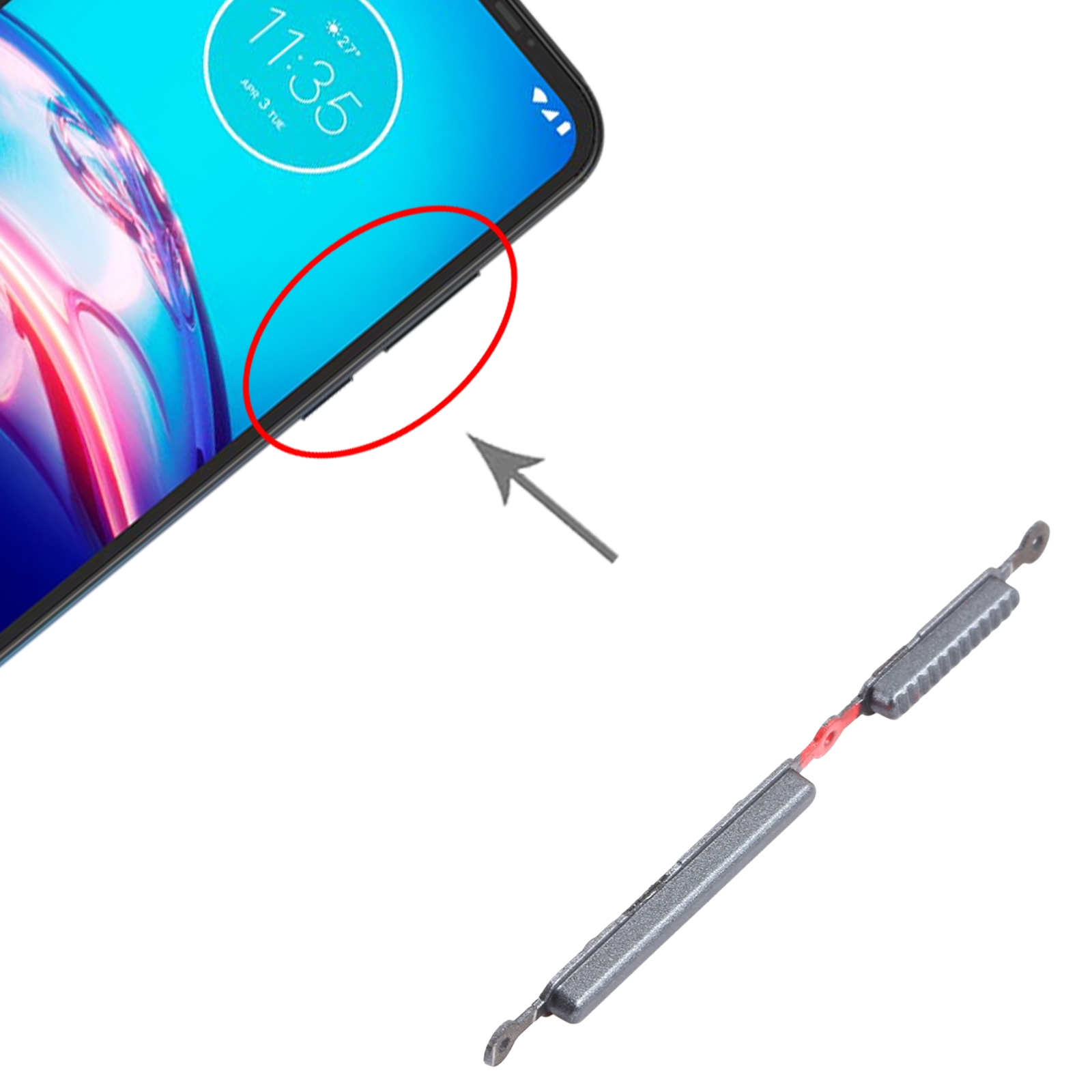 Motorola Moto E6s 2020 Black Power Volume Button Replacement - Image 3