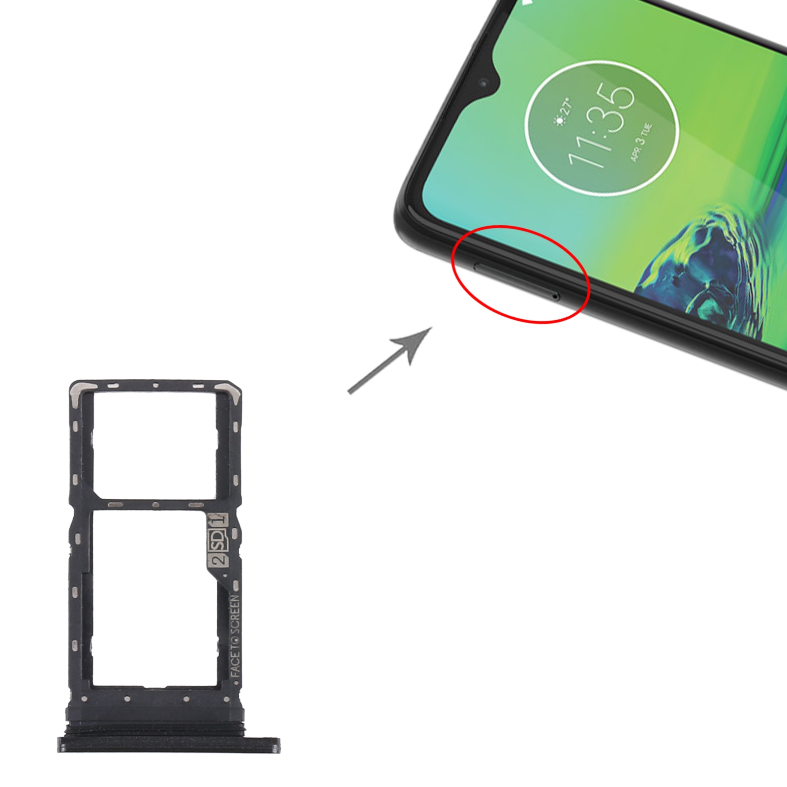 Motorola Moto G8 Play XT2015 Black SIM Card Tray Replacement - Image 3
