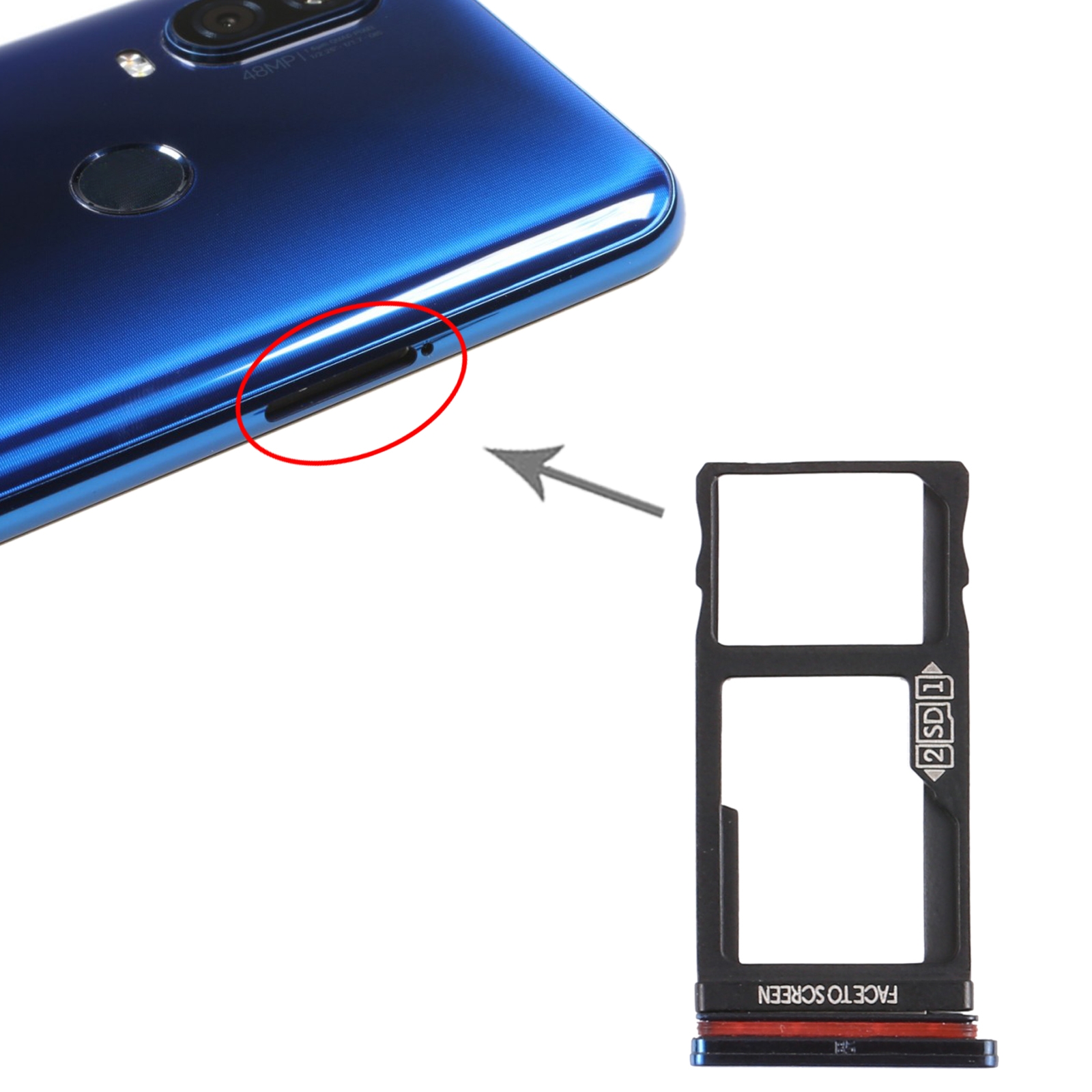 Motorola Moto One Vision Blue SIM Card Tray Replacement - Image 3