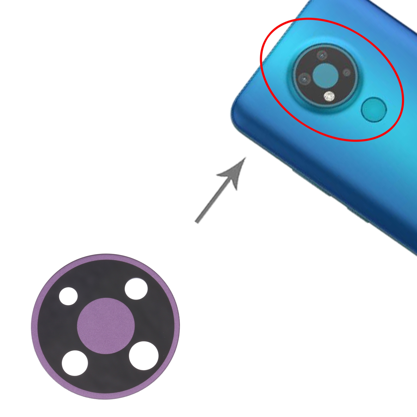 Nokia 3.4 Purple Back Camera Lens Replacement - Image 3