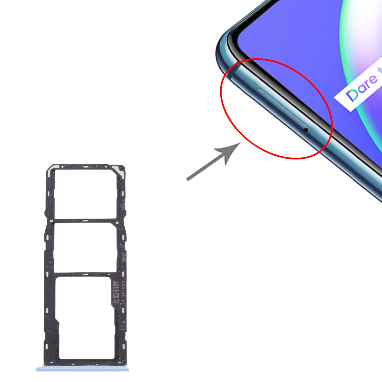 OPPO Realme C12 RMX2189 Blue SIM Card Tray Replacement - Image 3