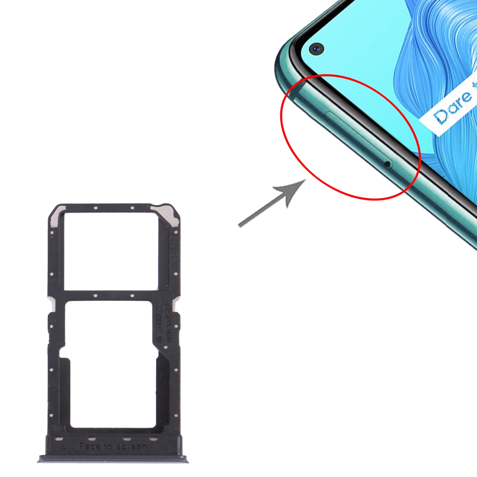 OPPO Realme V5 5G Black SIM Card Tray Replacement - Image 3