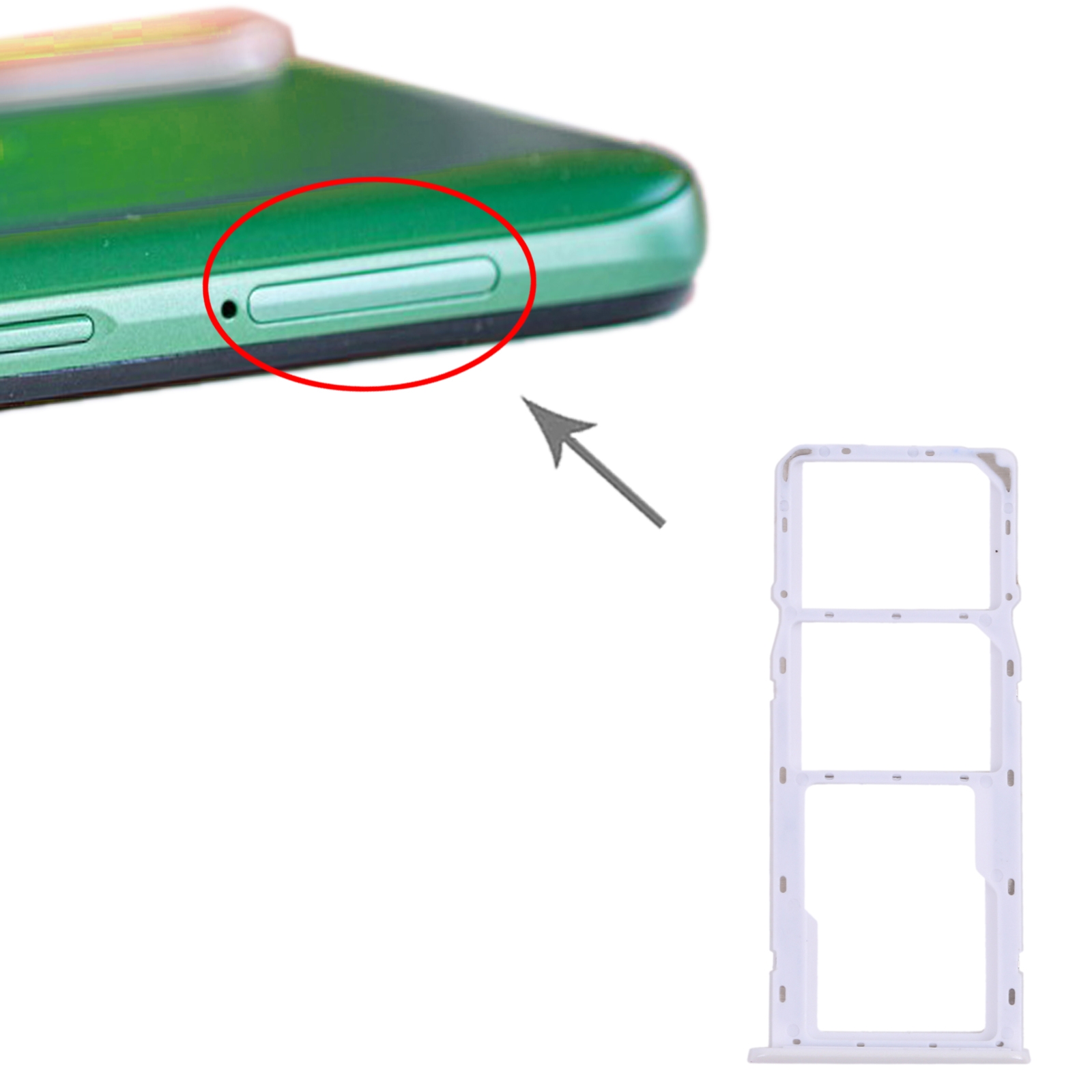 Realme 6i White SIM Card Tray Replacement - Image 3
