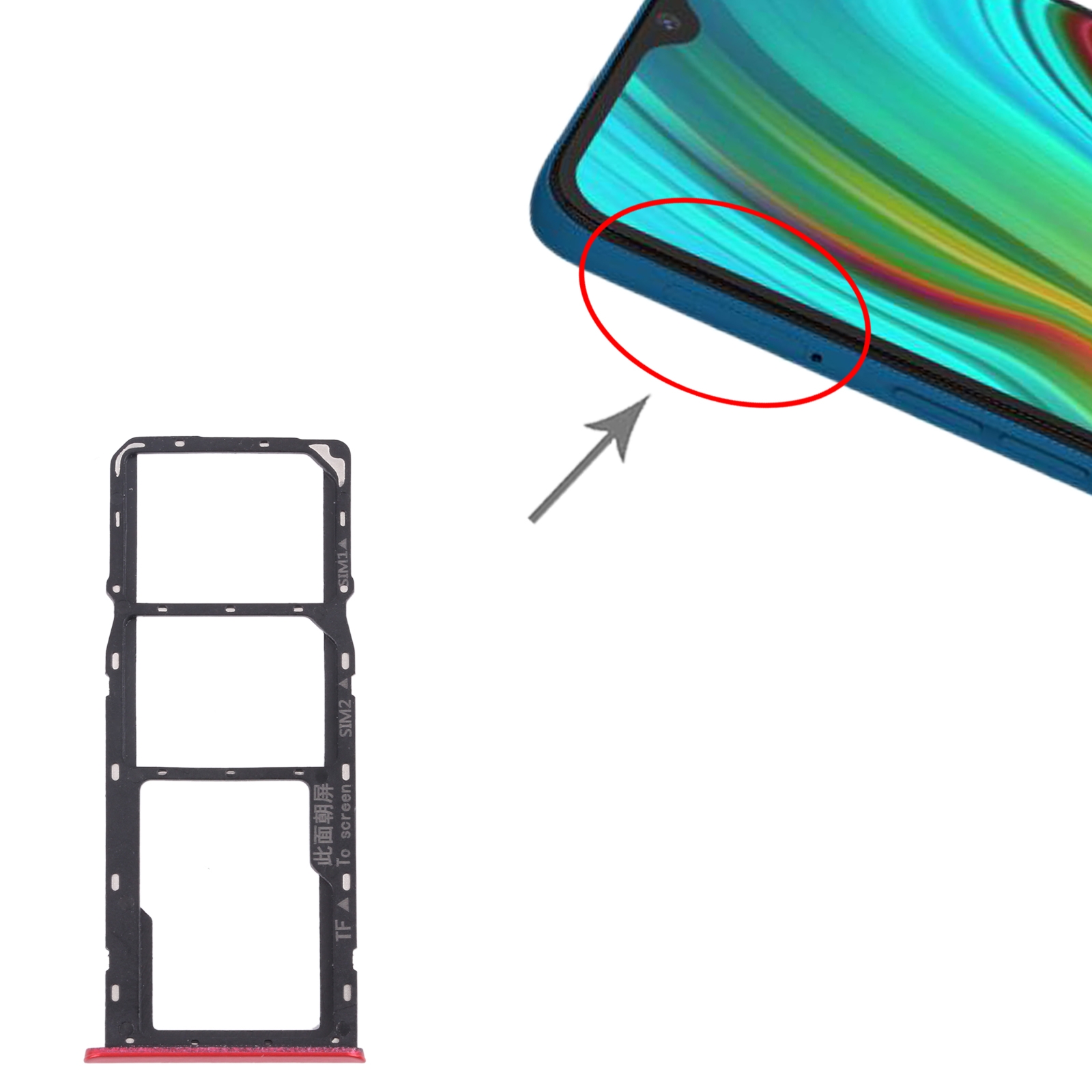Realme C3 RMX2027 Red SIM Card Tray Replacement - Image 3