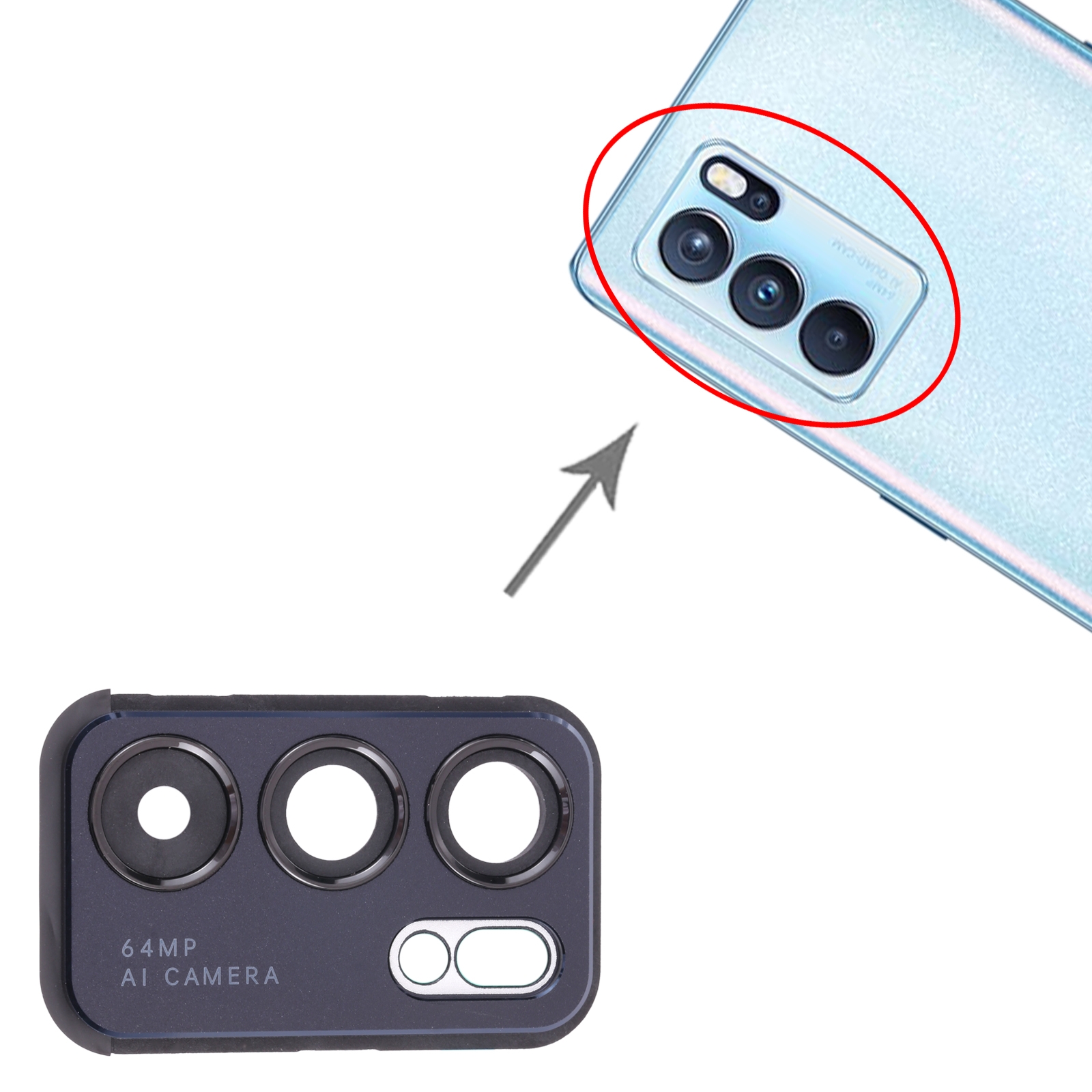 OPPO Reno6 Pro 5G Black Camera Lens Cover Replacement - Image 3