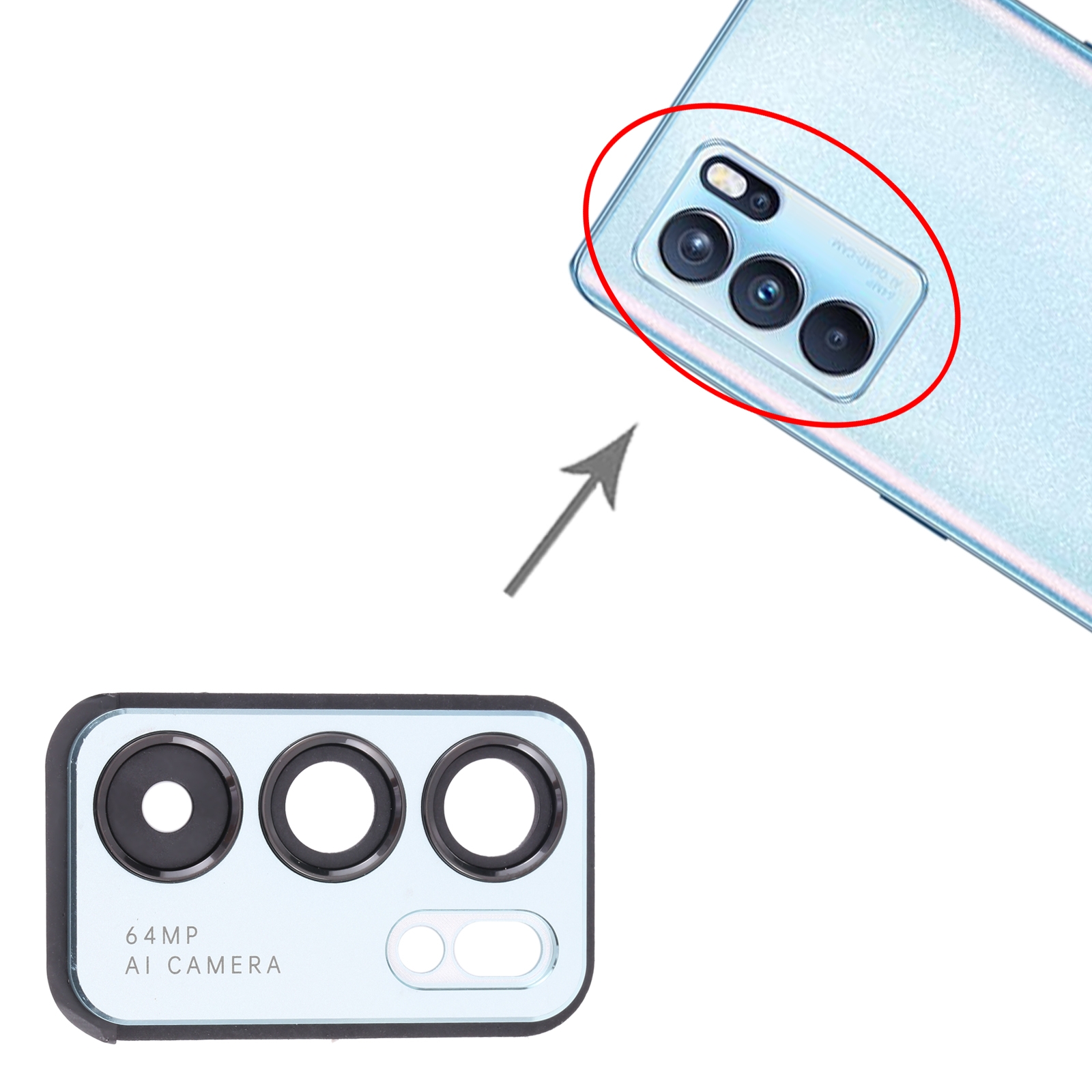 OPPO Reno6 Pro 5G Blue Camera Lens Cover Replacement - Image 3