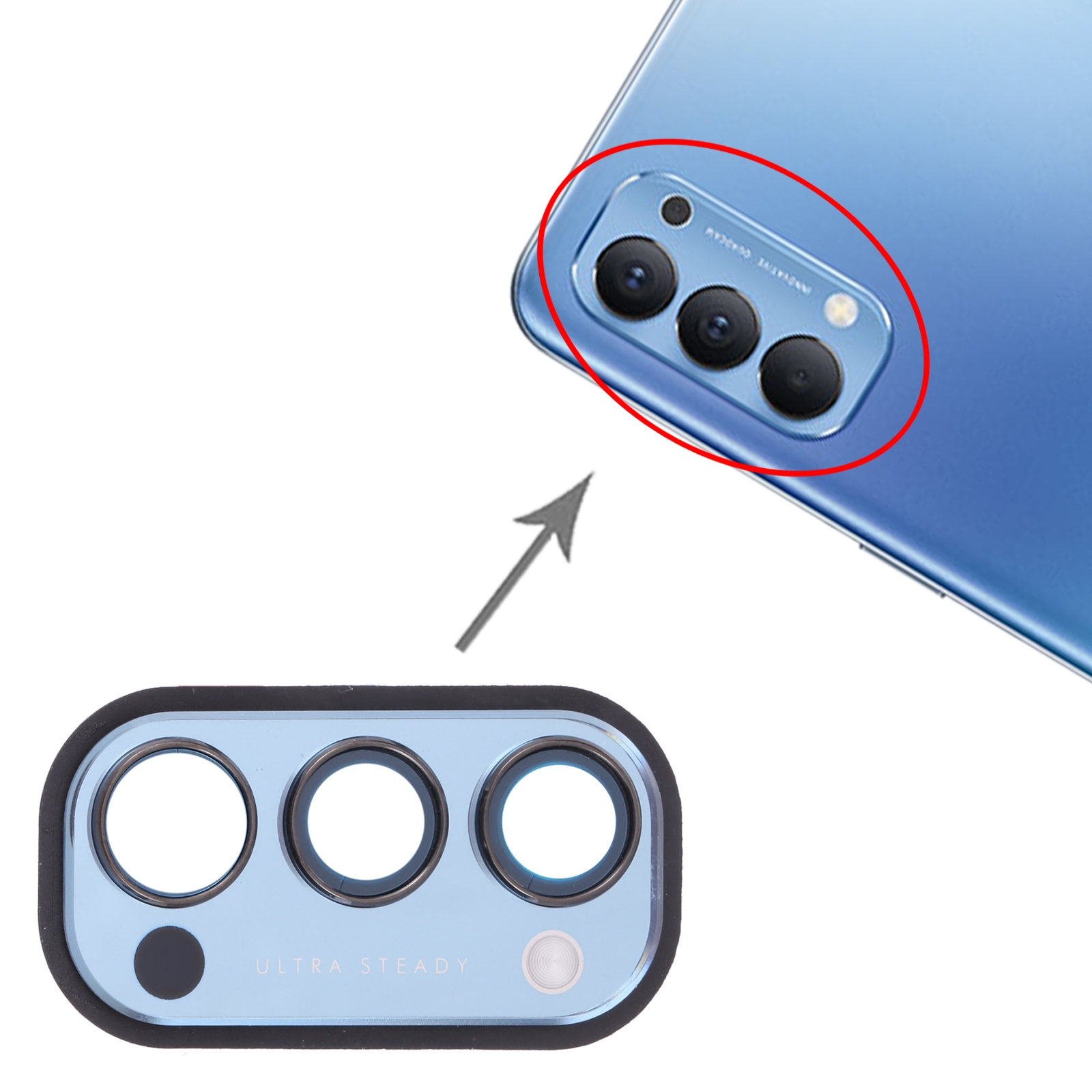 OPPO Reno4 5G Blue Camera Lens Cover Replacement - Image 3
