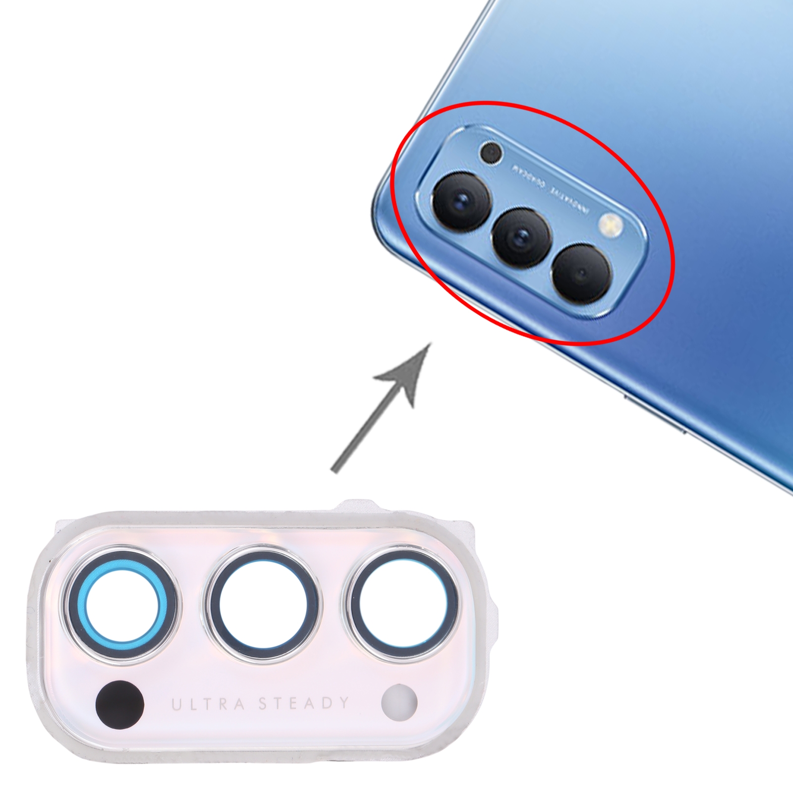 OPPO Reno4 5G White Camera Lens Cover Replacement - Image 3