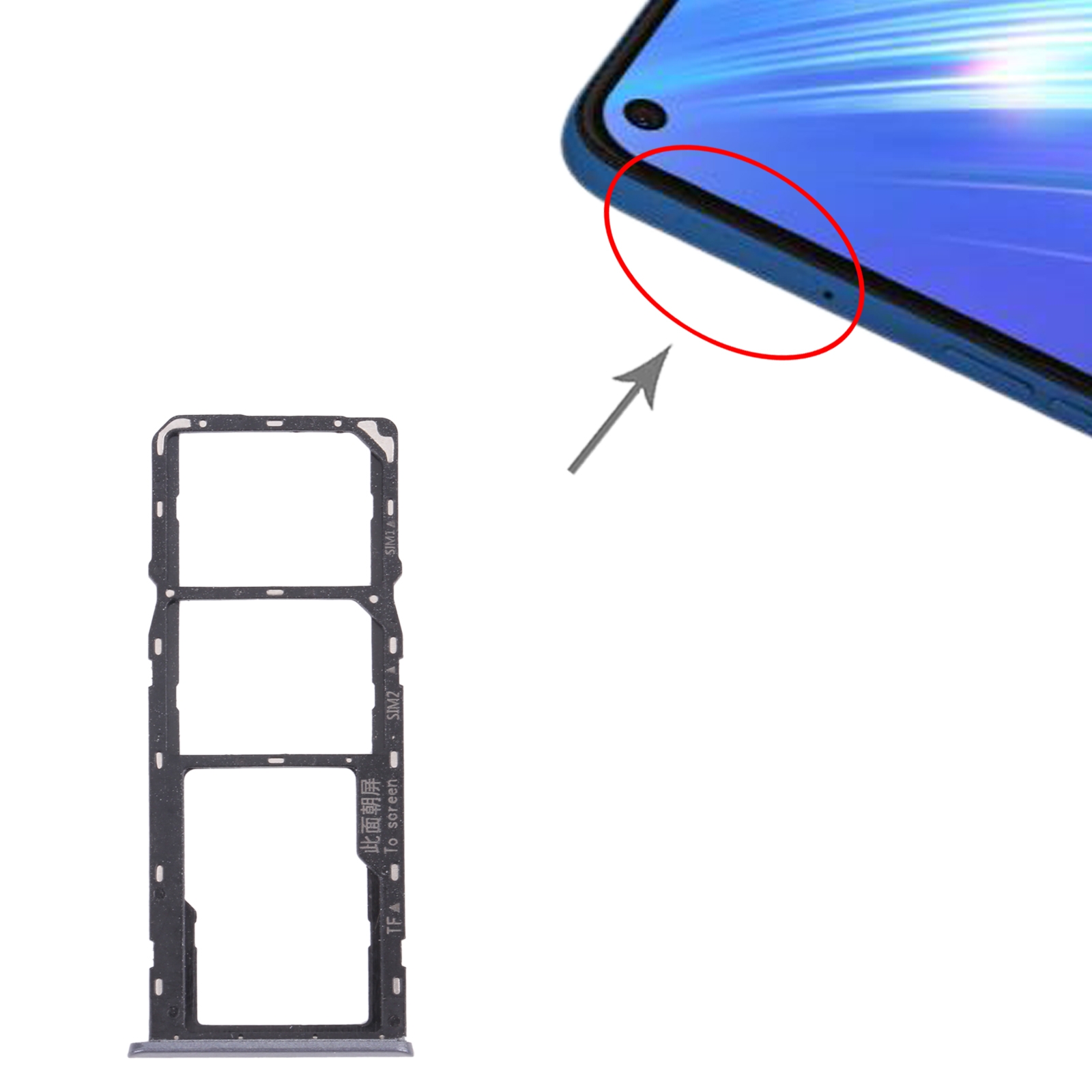OPPO Realme 6 Black SIM Card Tray Replacement - Image 3