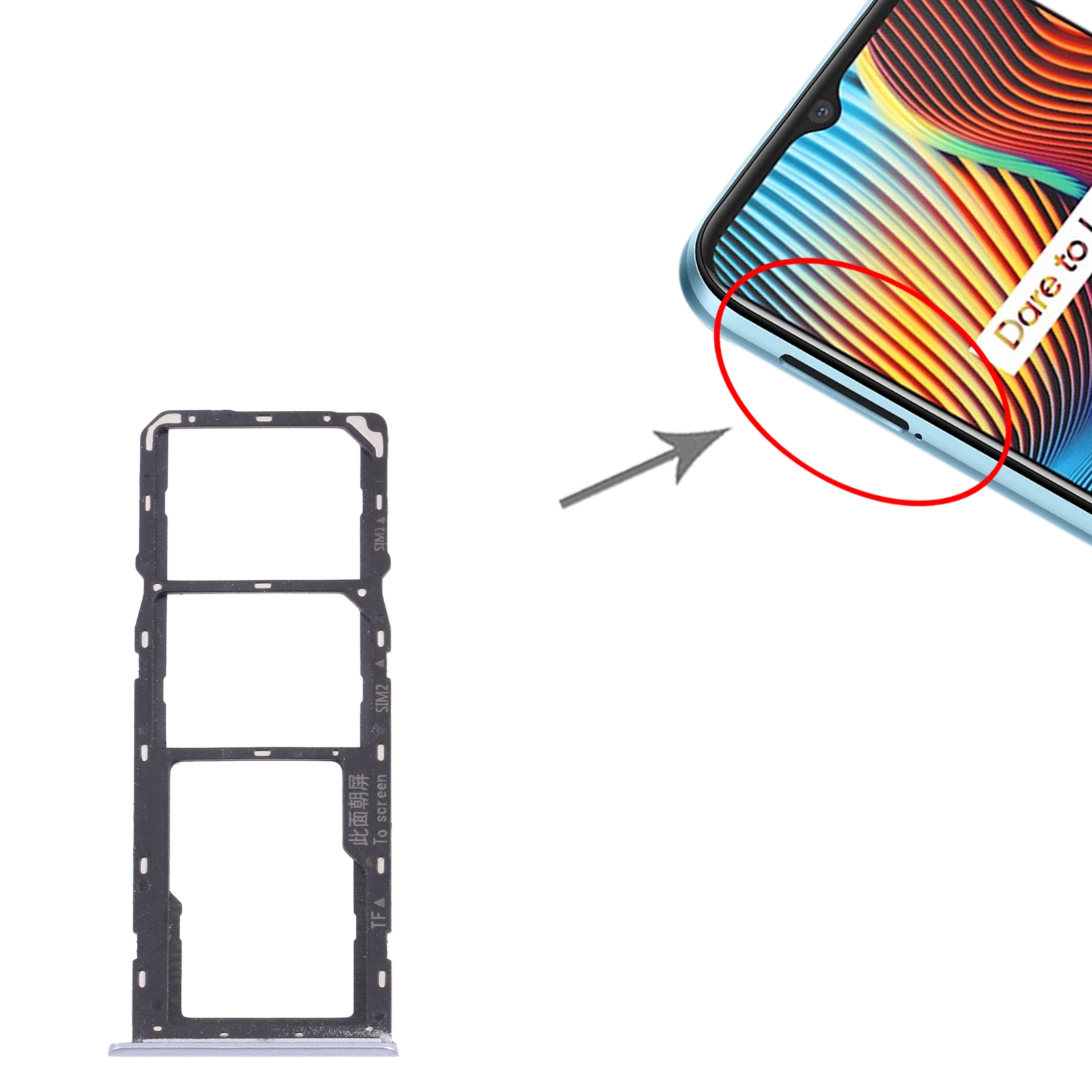 Realme Narzo 20 Silver SIM Card Tray Replacement - Image 3