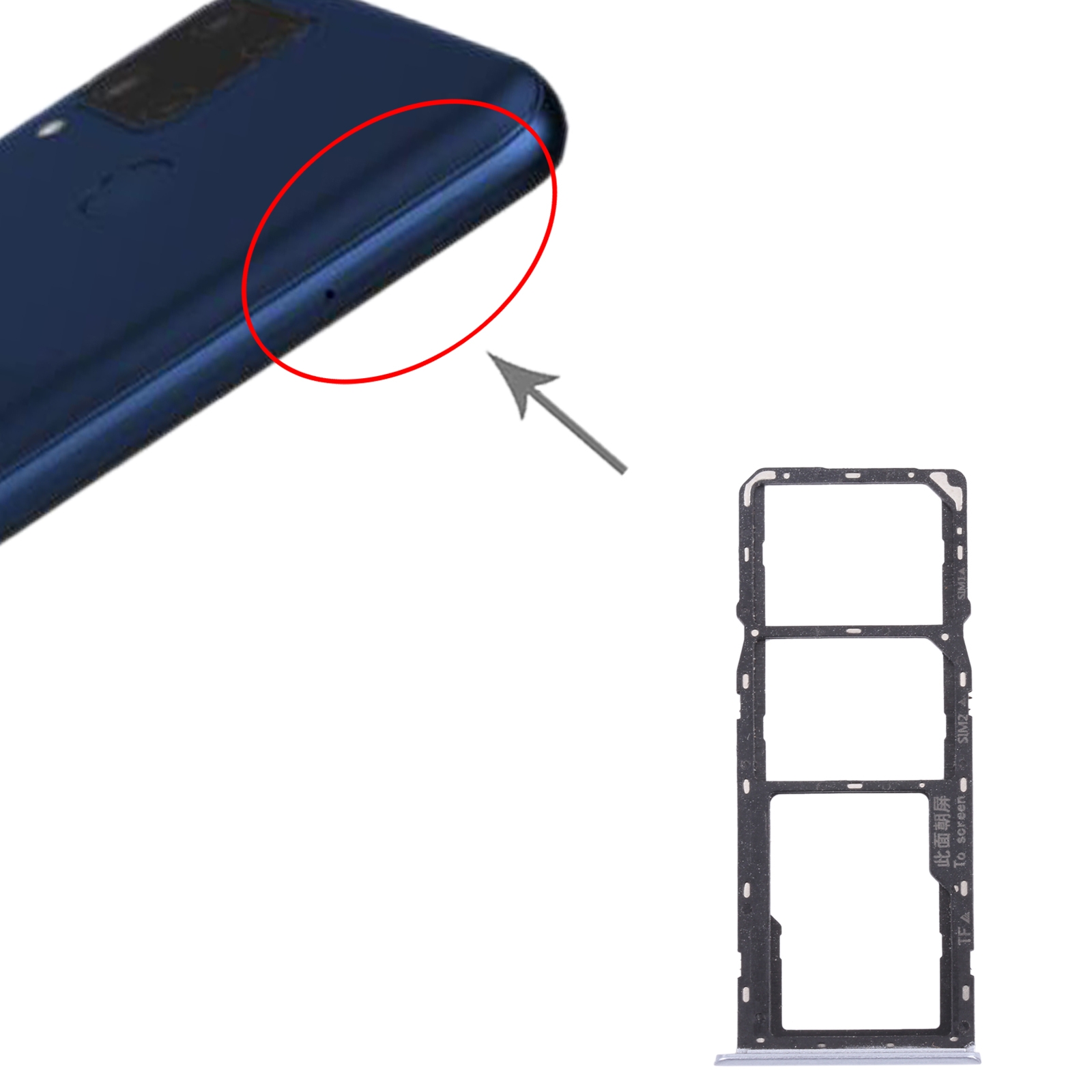 OPPO Realme C15 RMX2180 Silver SIM Card Tray Replacement - Image 3
