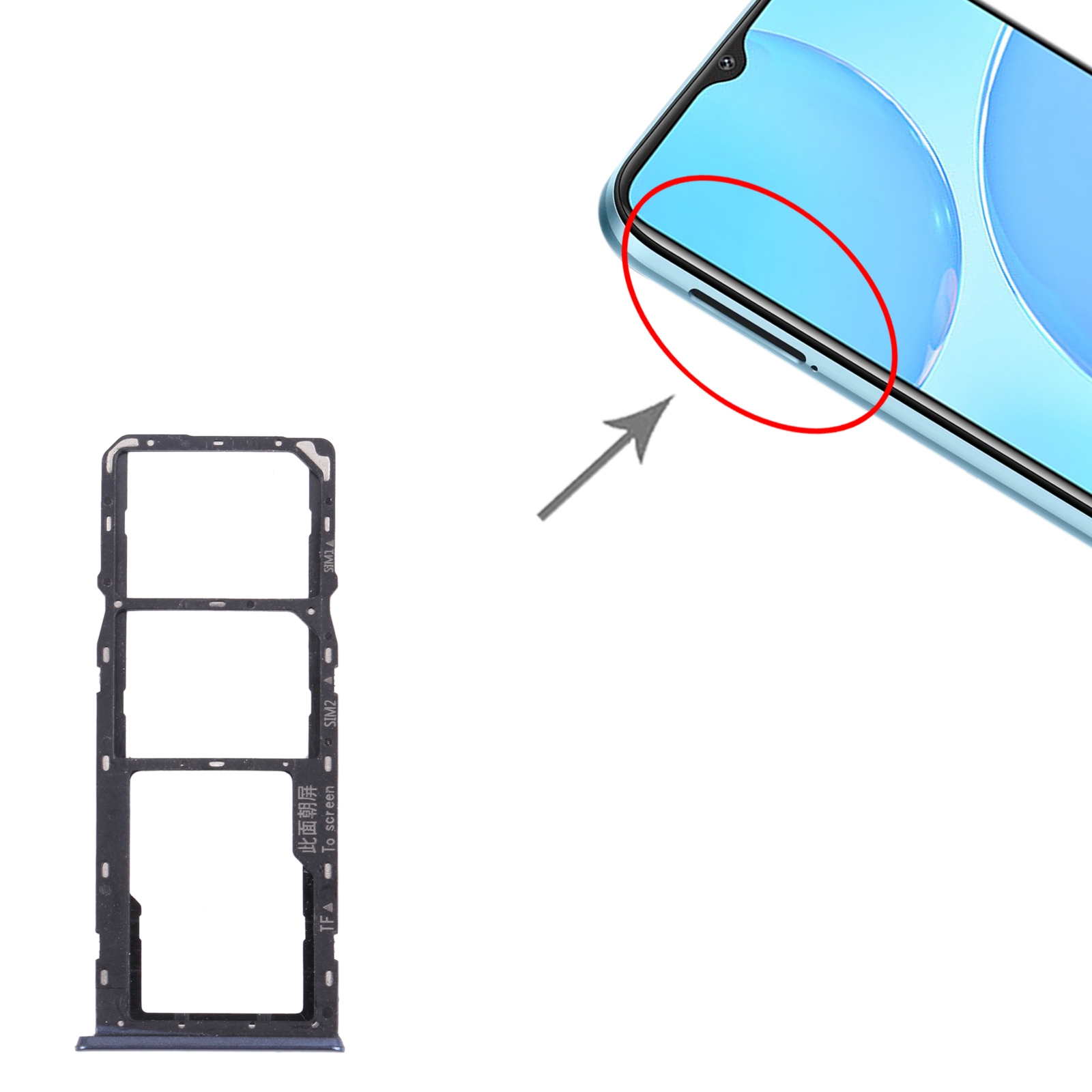 OPPO A15s CPH2179 Black SIM Card Tray Replacement - Image 3