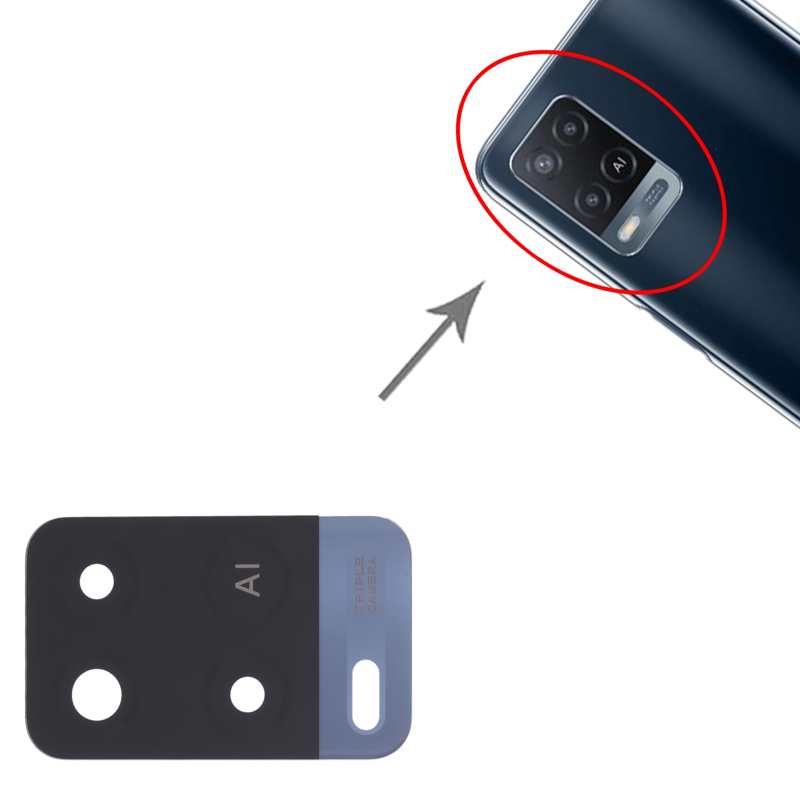 OPPO A54 Black Back Camera Lens Replacement - Image 3