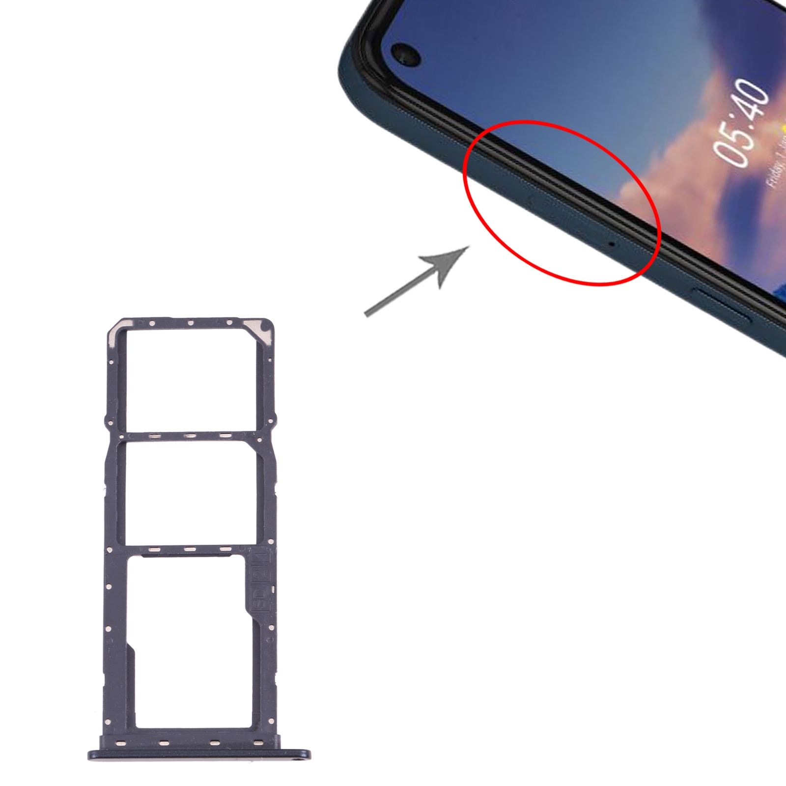 Nokia 5.4 Black SIM Card Tray Replacement - Image 3