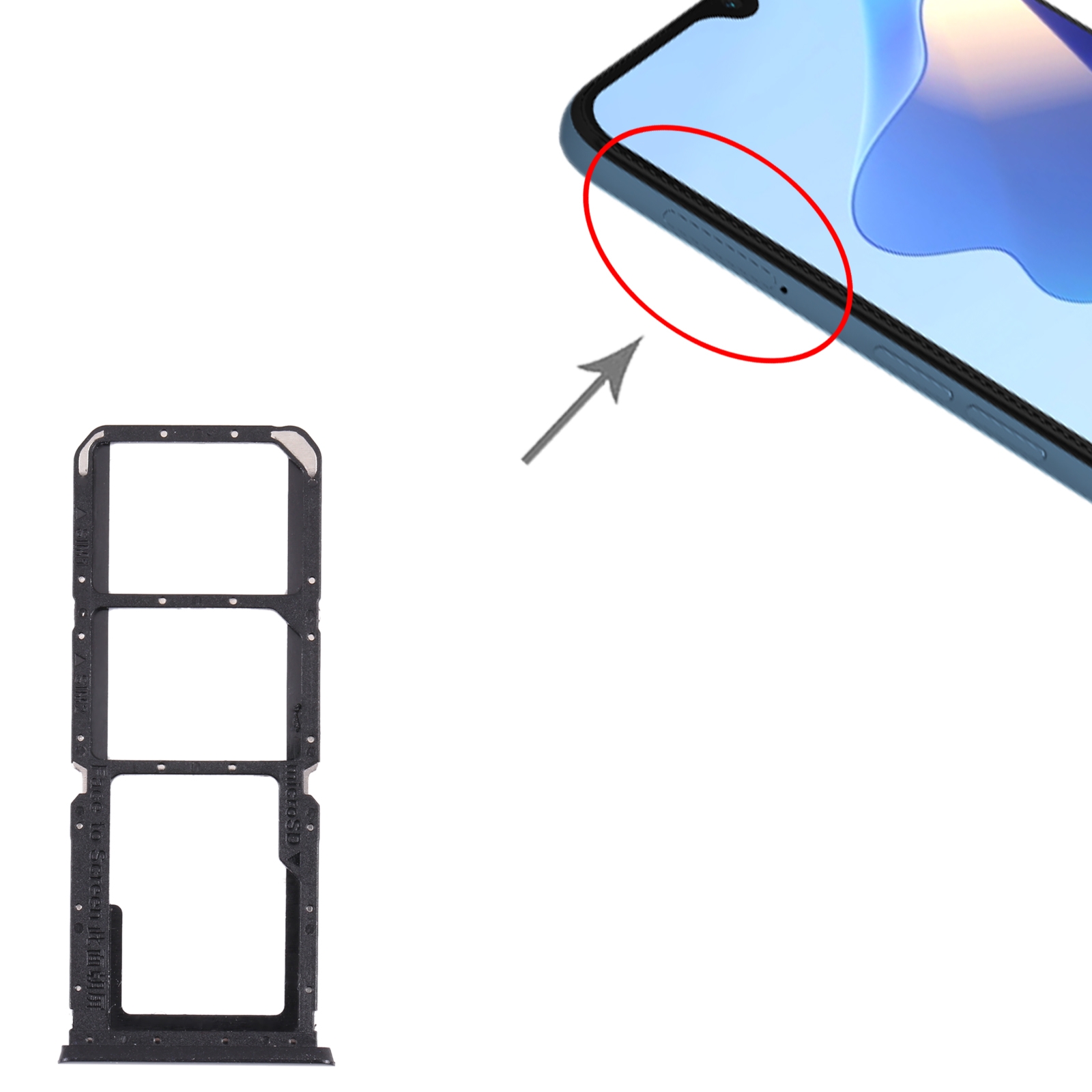 OPPO A16 A16S Black SIM Card Tray Replacement - Image 3