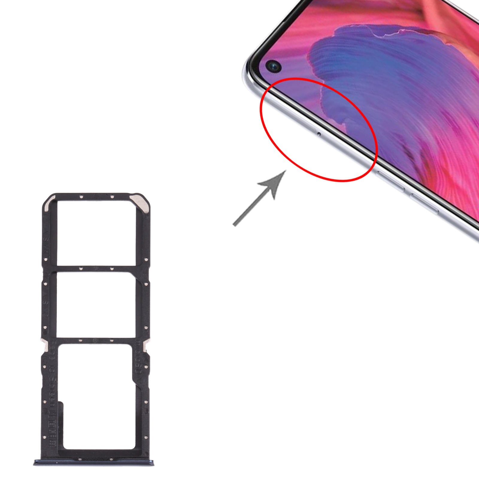 OPPO A74 4G CPH2219 Black SIM Card Tray Replacement - Image 3