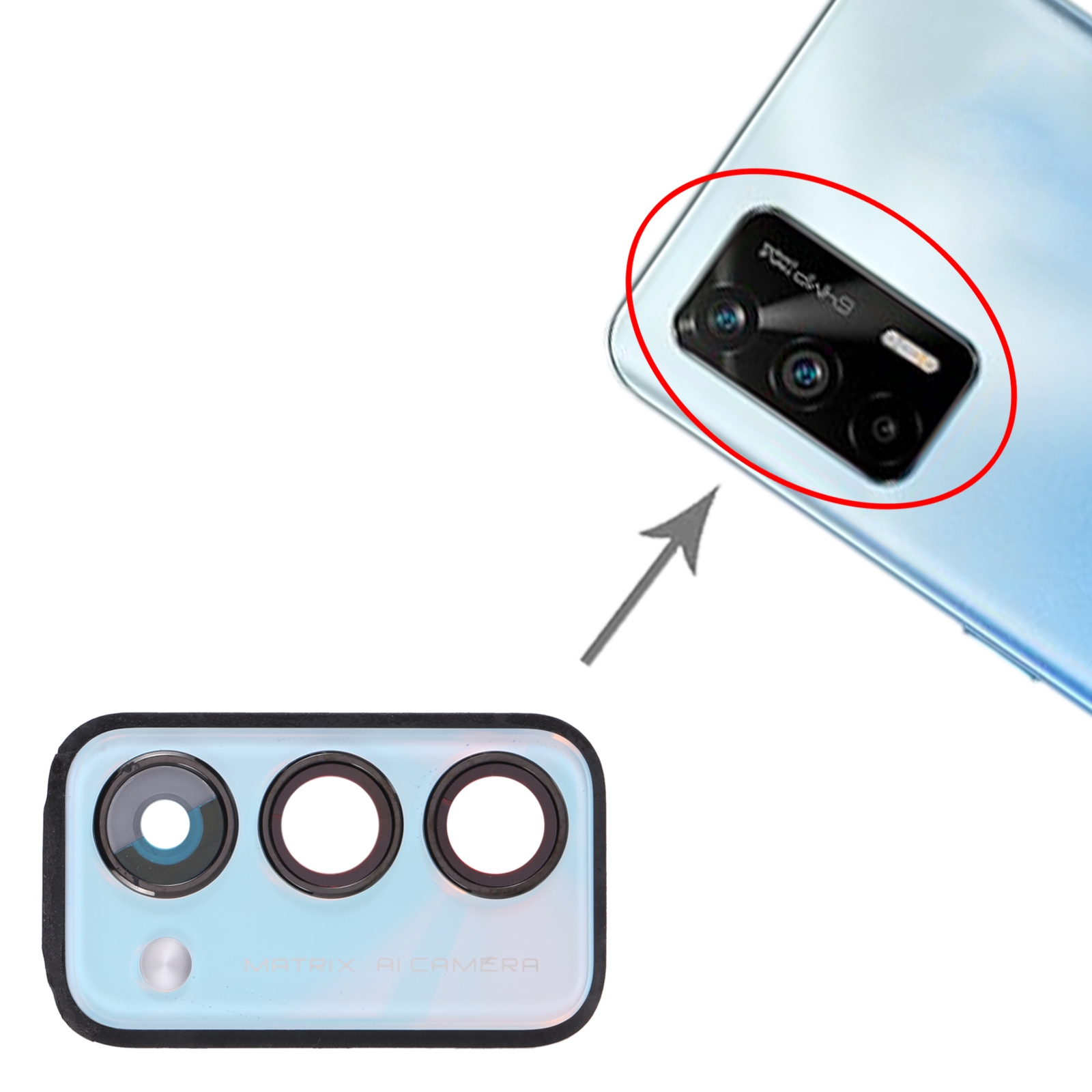 Realme Q3 Pro Blue Back Camera Lens Frame Replacement - Image 3