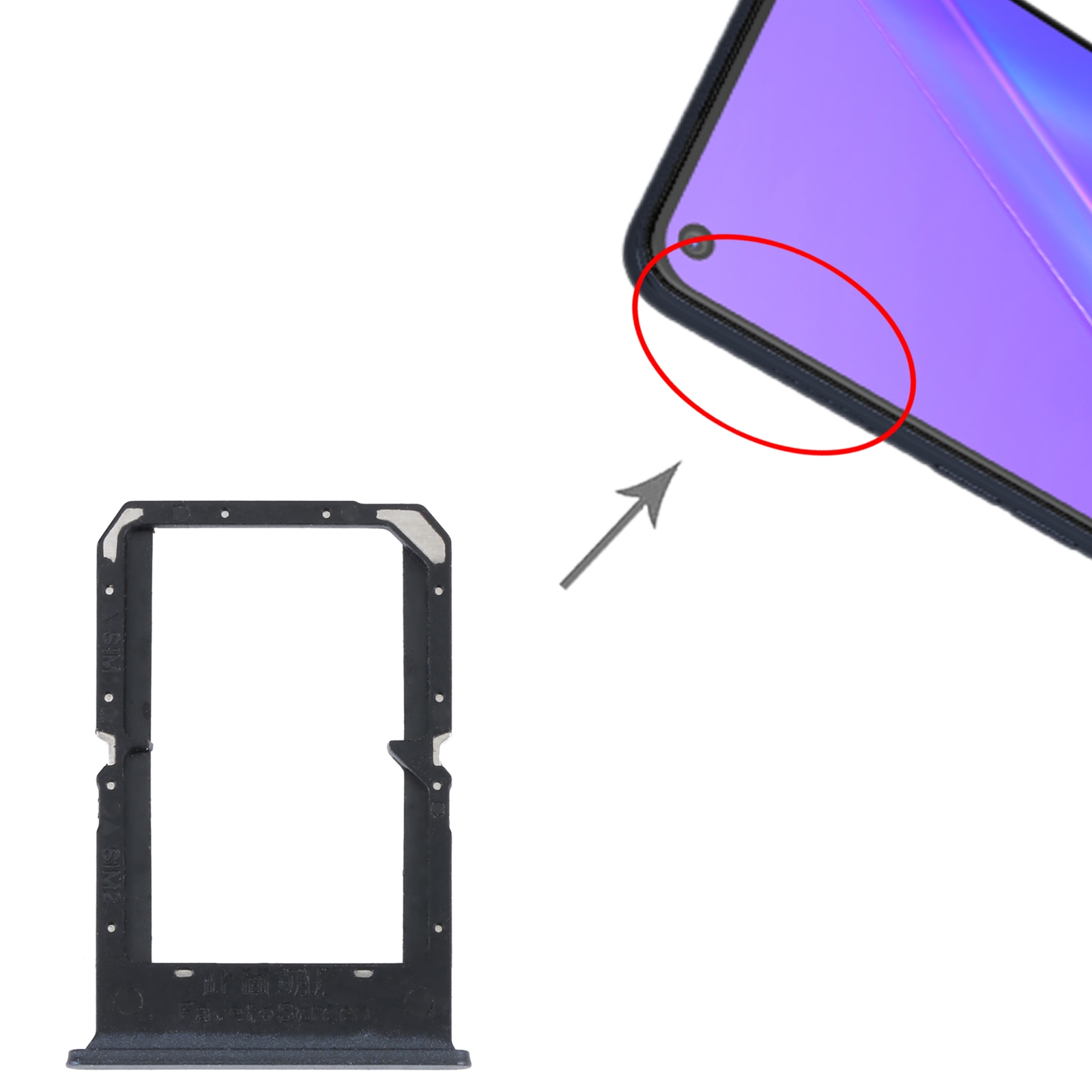 OPPO A72 A92 SIM Card Tray Black Replacement - Image 3