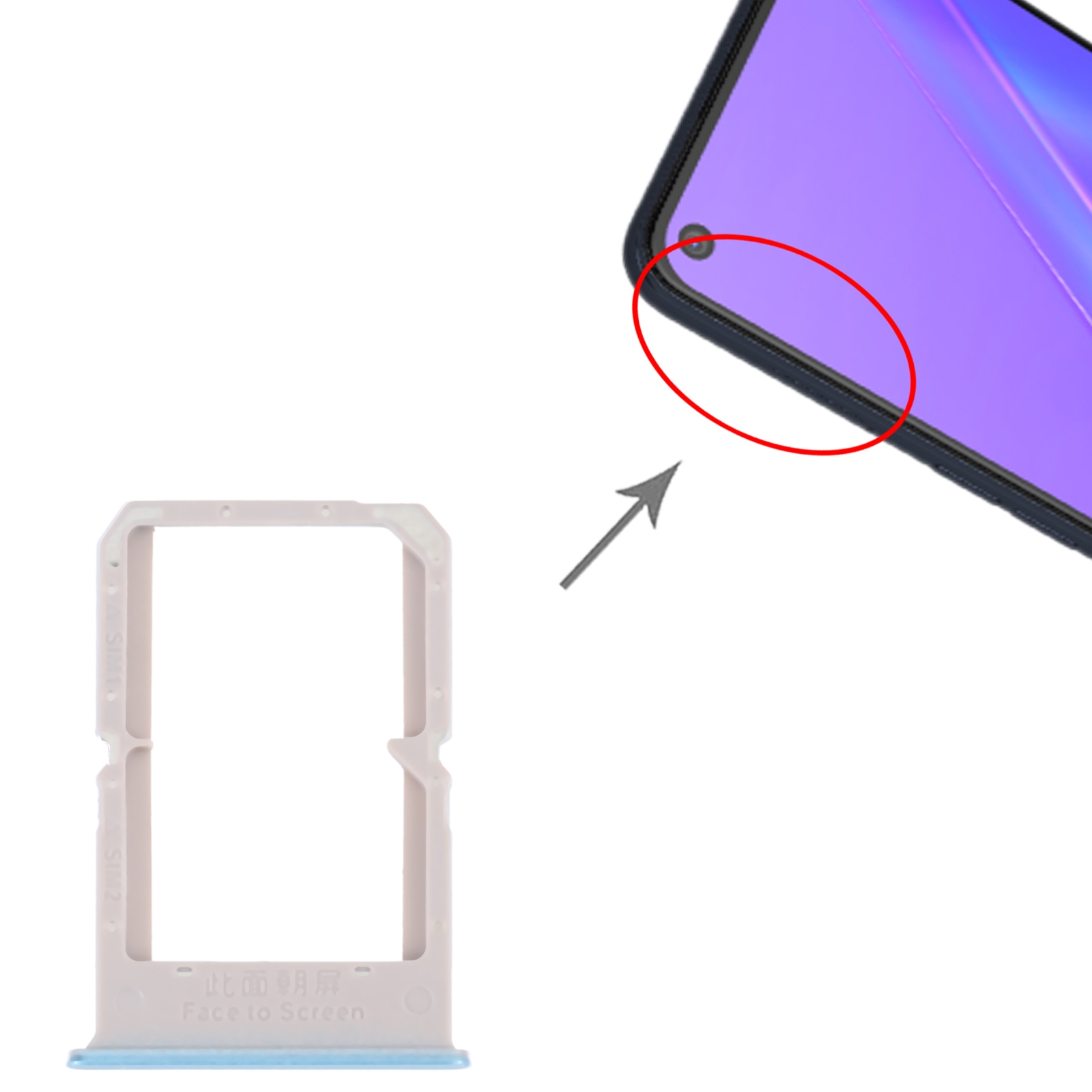 OPPO A72 A92 Blue SIM Card Tray Replacement - Image 3