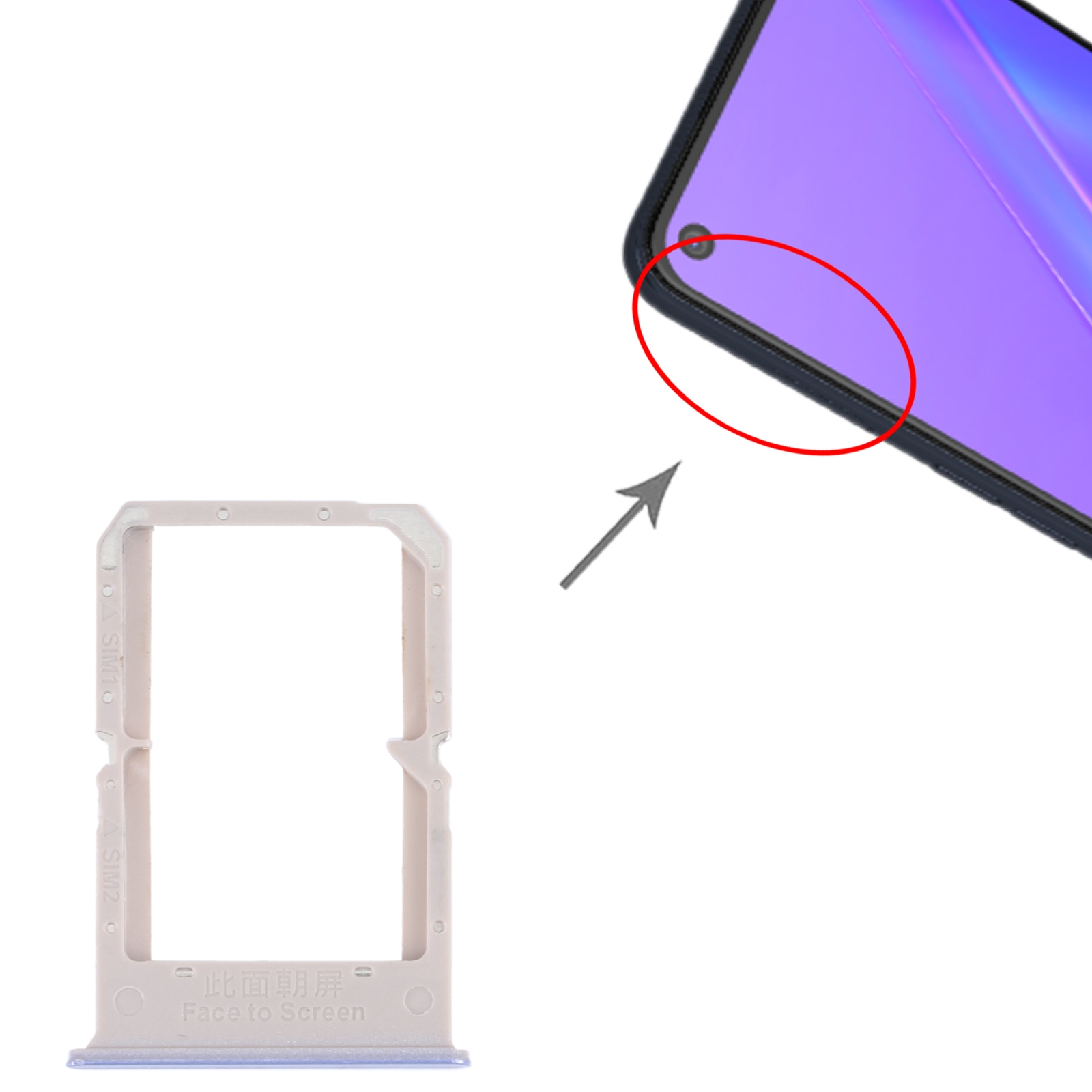 OPPO A72 A92 Purple SIM Card Tray Replacement - Image 3