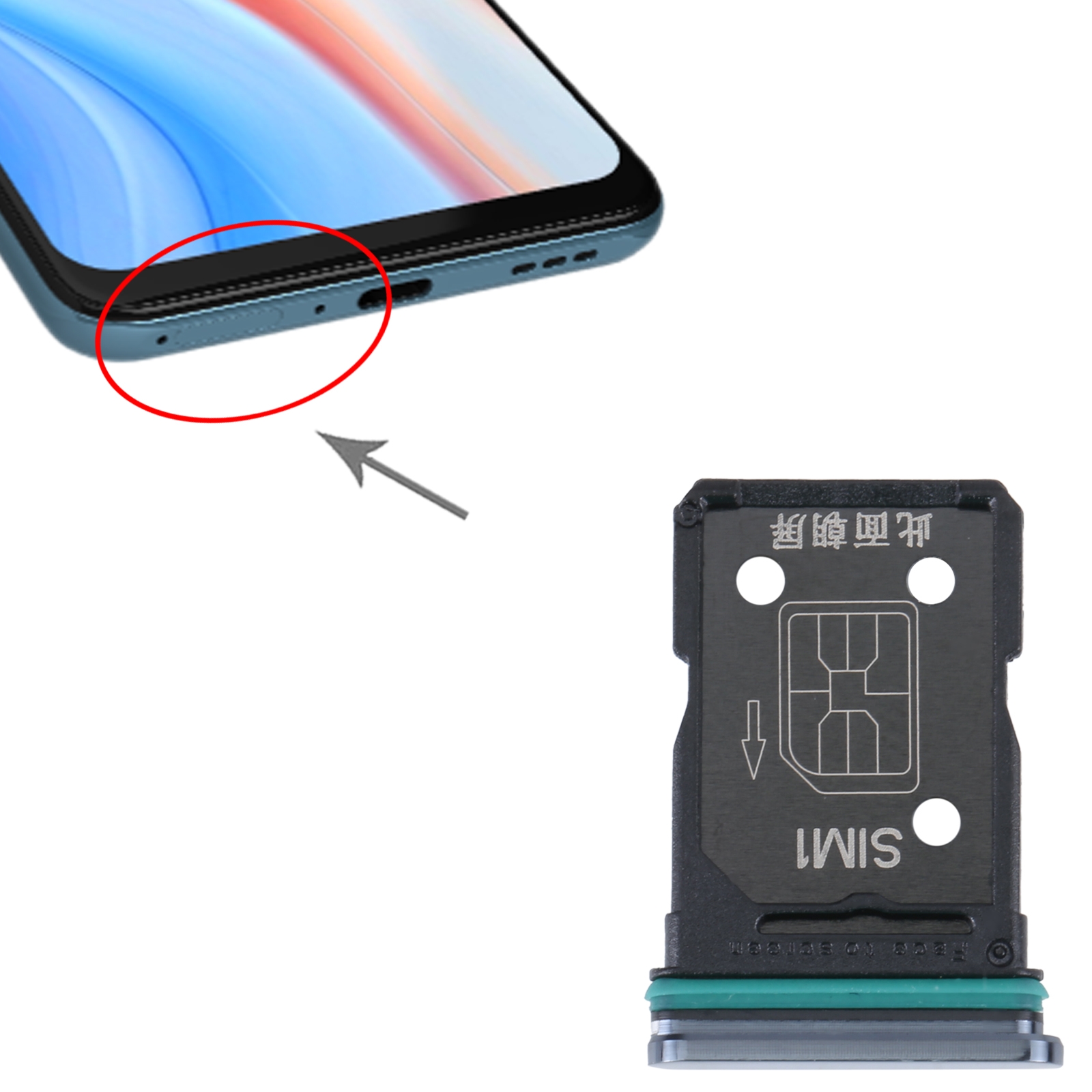 OPPO Reno4 5G Black SIM Card Tray Replacement - Image 3