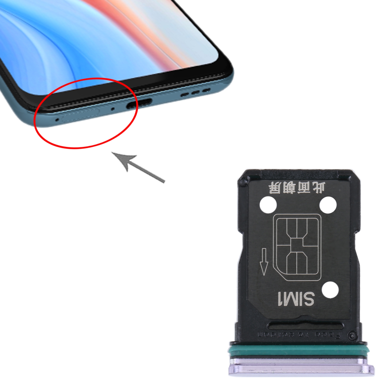 OPPO Reno4 5G Purple SIM Card Tray Replacement - Image 3
