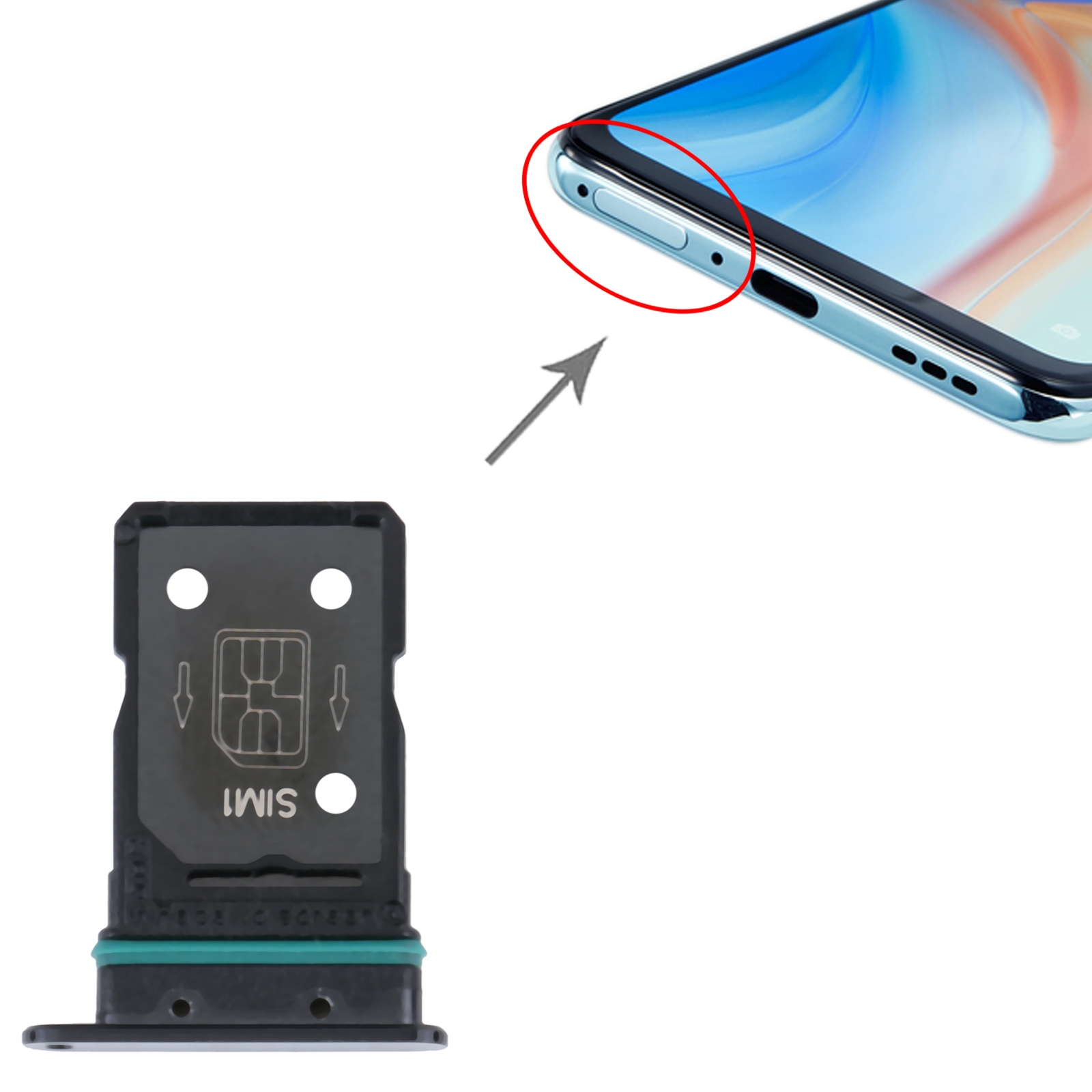 OPPO Reno4 Pro 5G Black SIM Card Tray Replacement - Image 3
