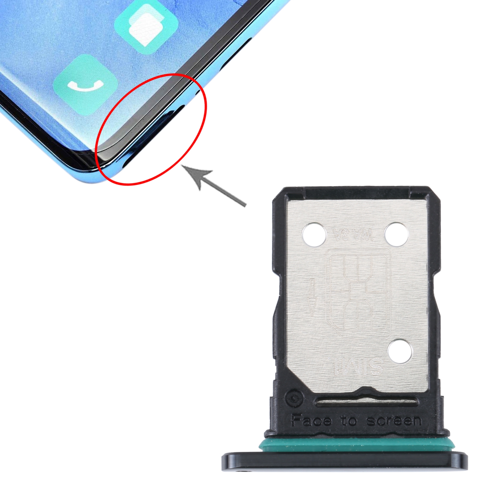 OPPO Reno5 Pro 5G Black SIM Card Tray Replacement - Image 3