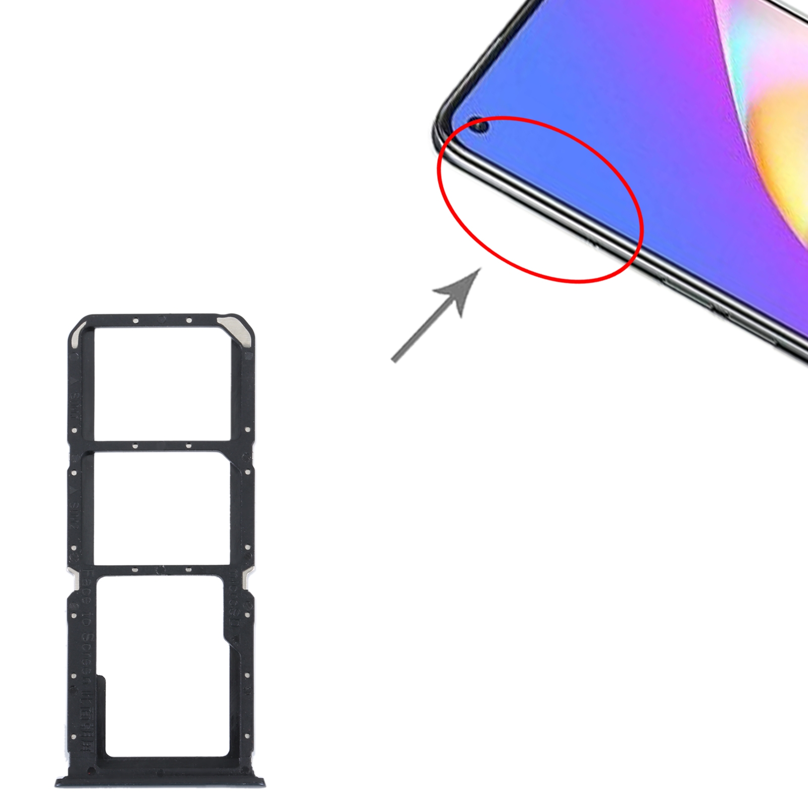 OPPO Reno5 Lite Black SIM Card Tray Replacement - Image 3
