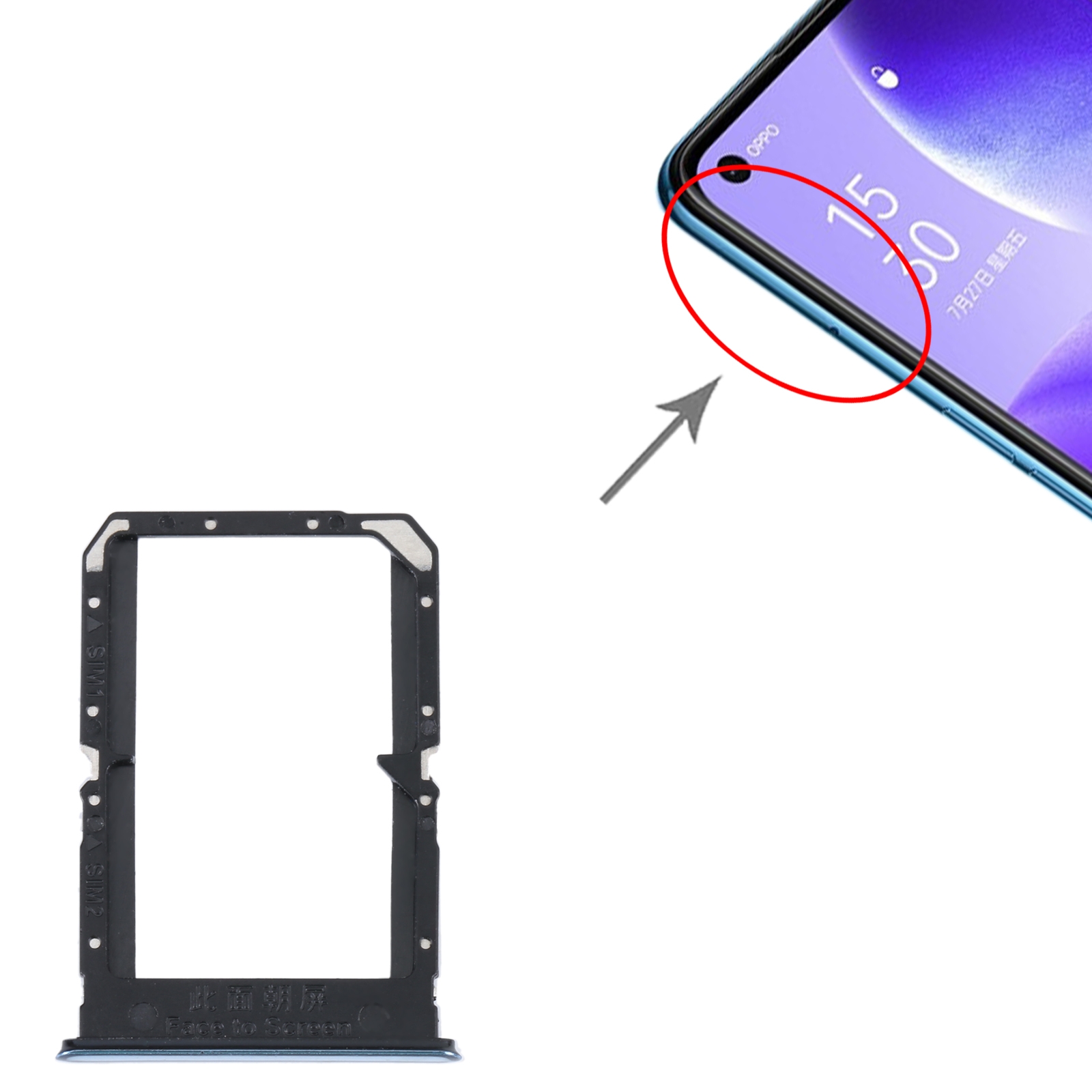 OPPO Reno5 4G Silver SIM Card Tray Replacement - Image 3