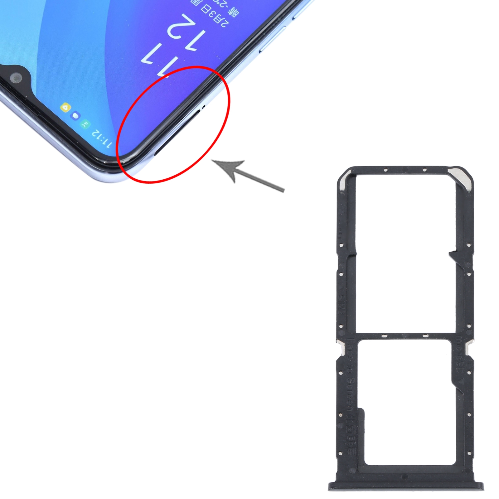 OPPO A55 5G Black SIM Card Tray Replacement - Image 3