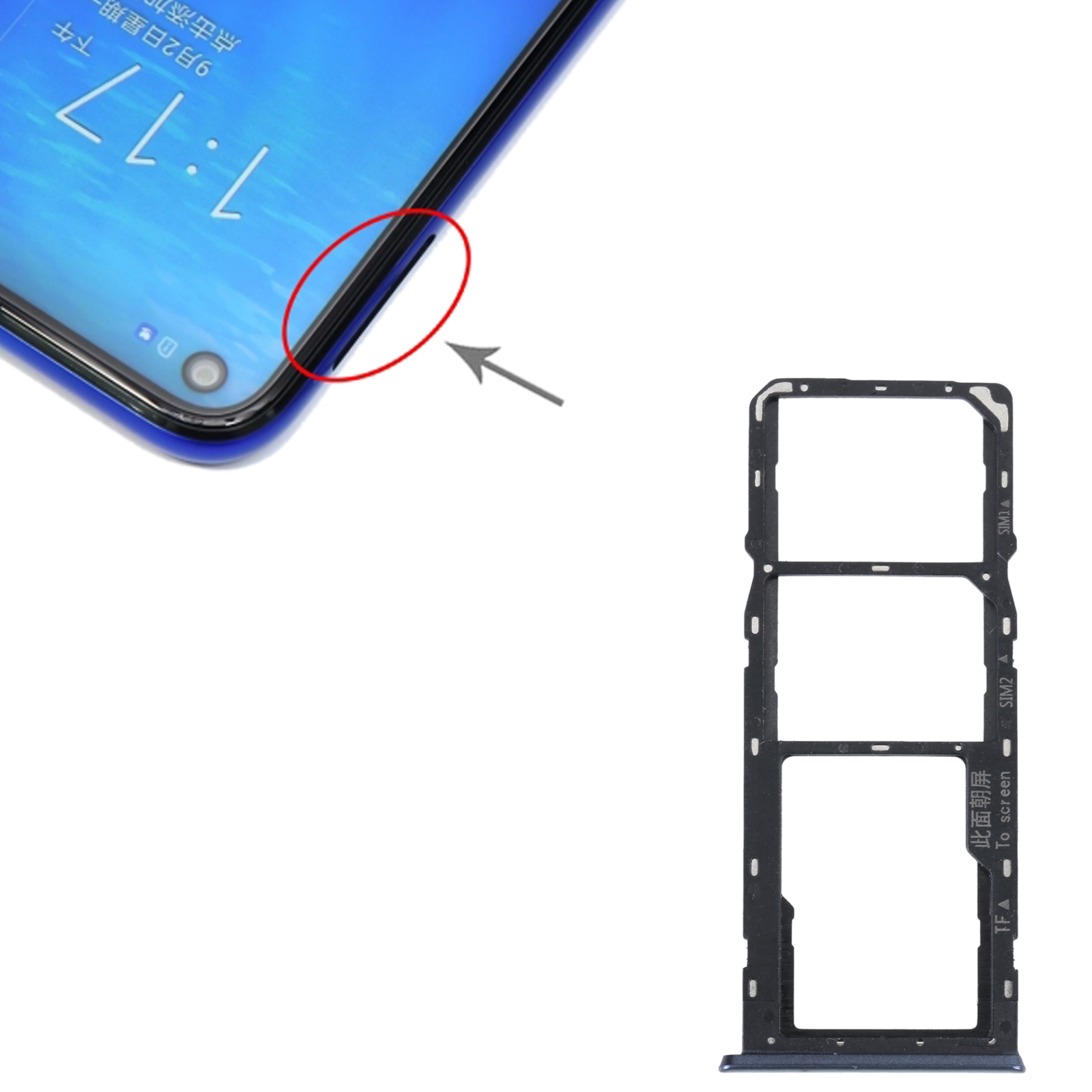 OPPO A16K Black SIM Card Tray Replacement - Image 3