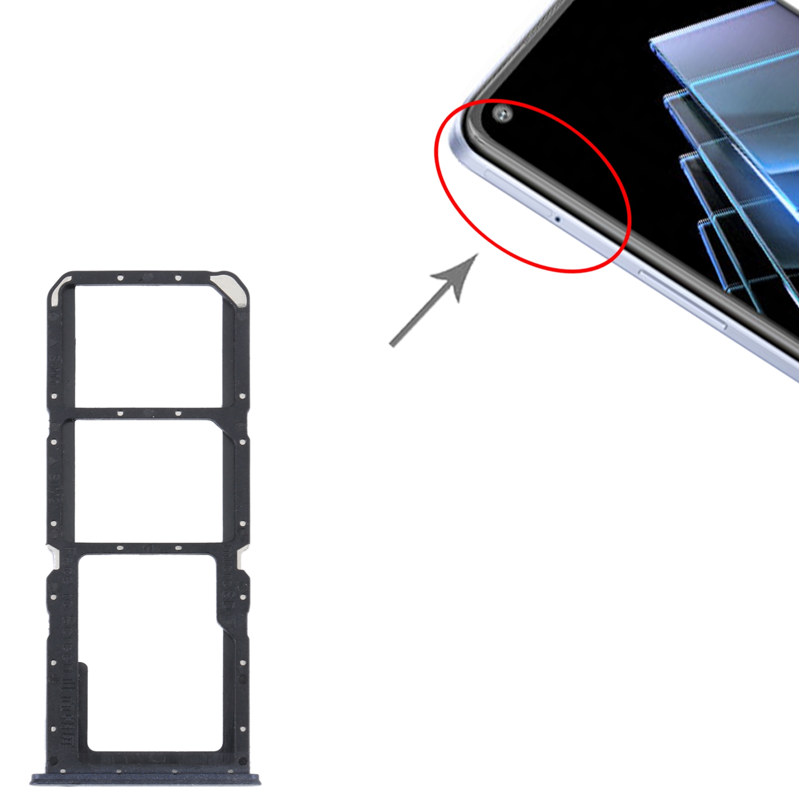 OPPO K9x Black SIM Card Tray Replacement - Image 3