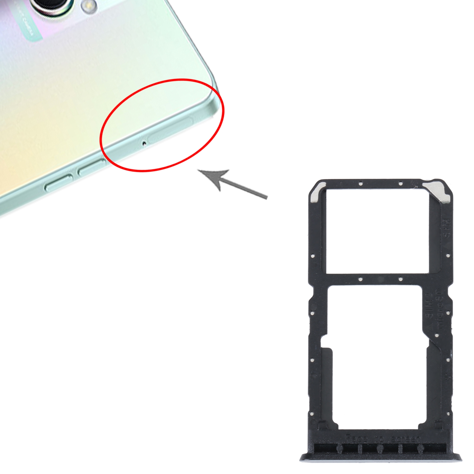 OPPO A96 Black SIM Card Tray Replacement - Image 3