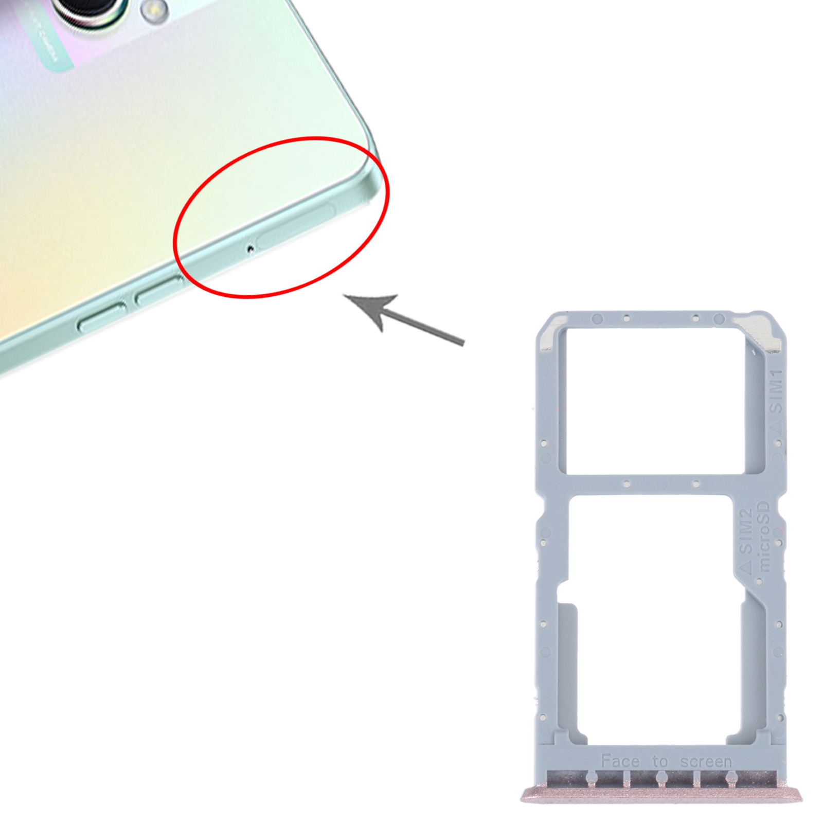 OPPO A96 Pink SIM Card Tray Replacement - Image 3