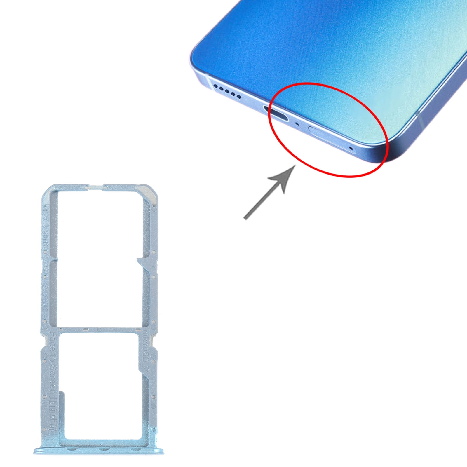 OPPO Reno7 Z 5G Blue SIM Card Tray Replacement - Image 3