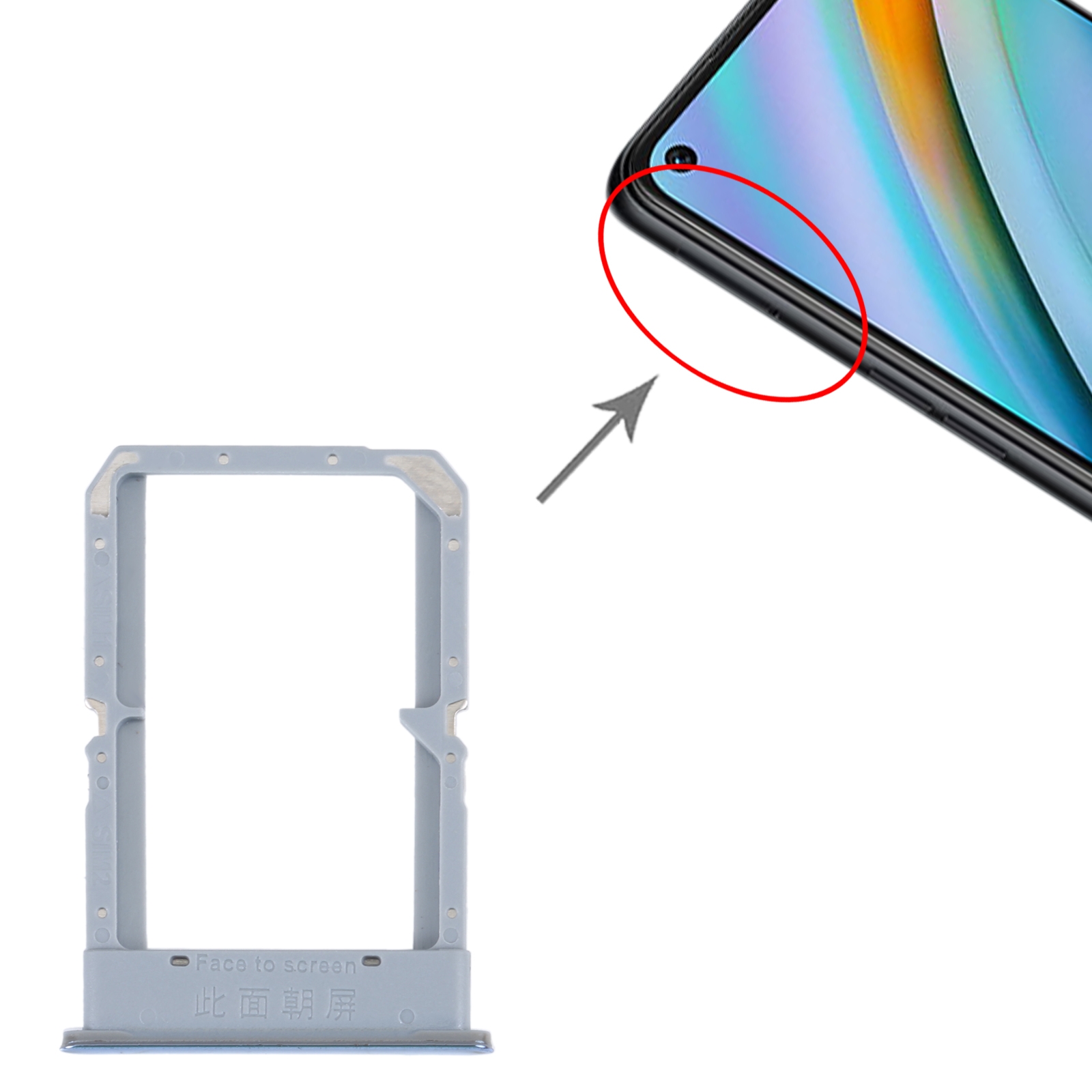 OPPO K10 4G Silver SIM Card Tray Replacement - Image 3