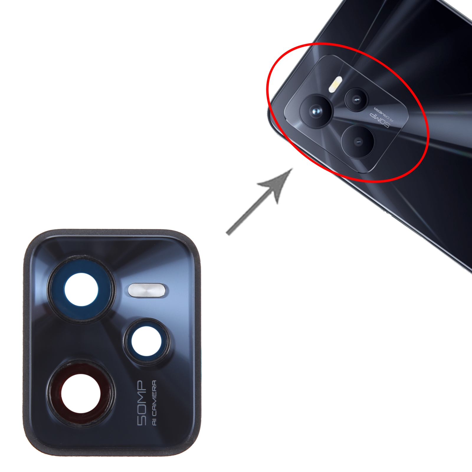 Realme C35 Black Camera Lens Cover Replacement - Image 3