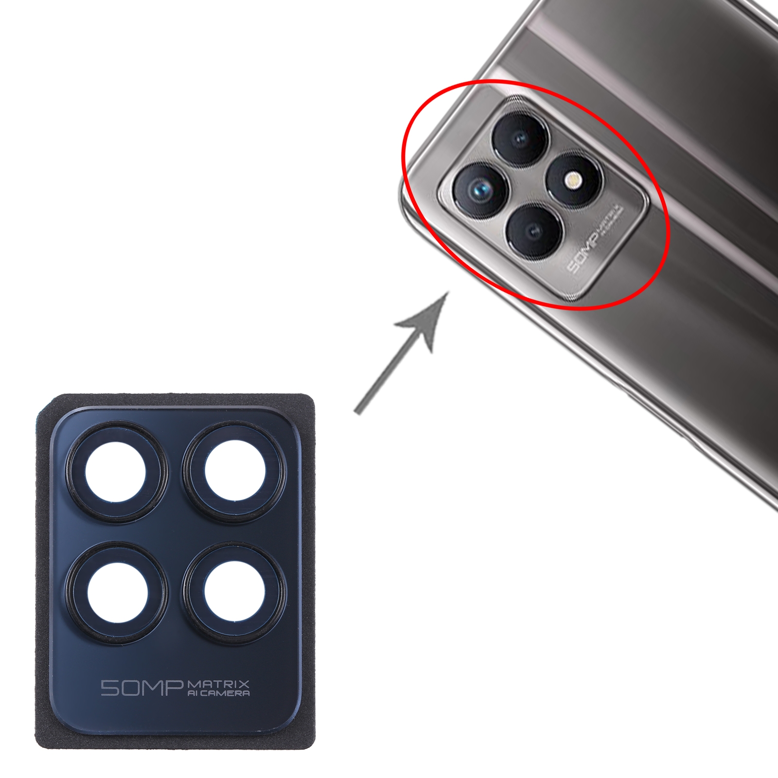 Realme 8i Black Camera Lens Cover Replacement - Image 3
