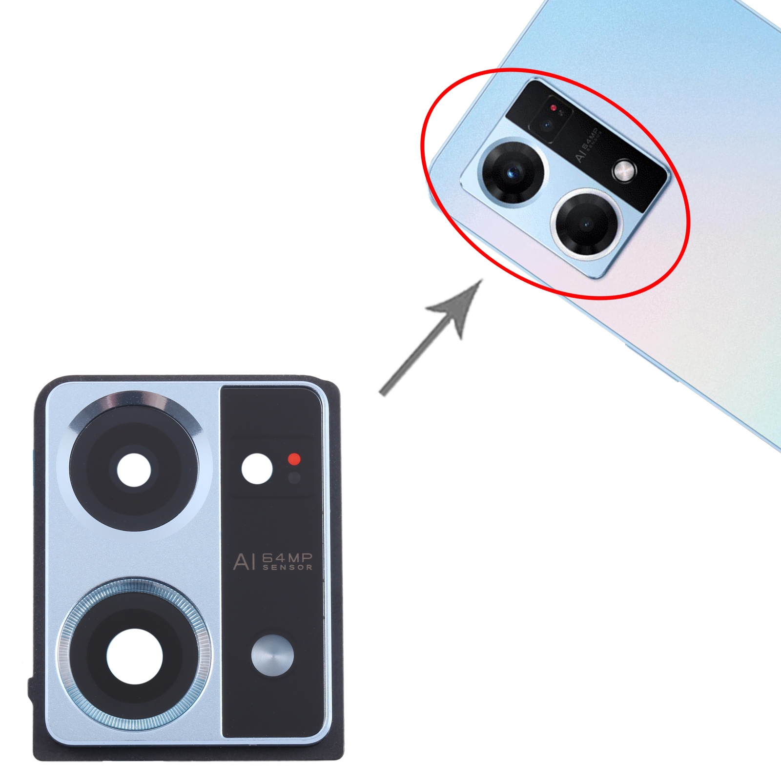 OPPO Reno7 4G Blue Camera Lens Cover Replacement - Image 3