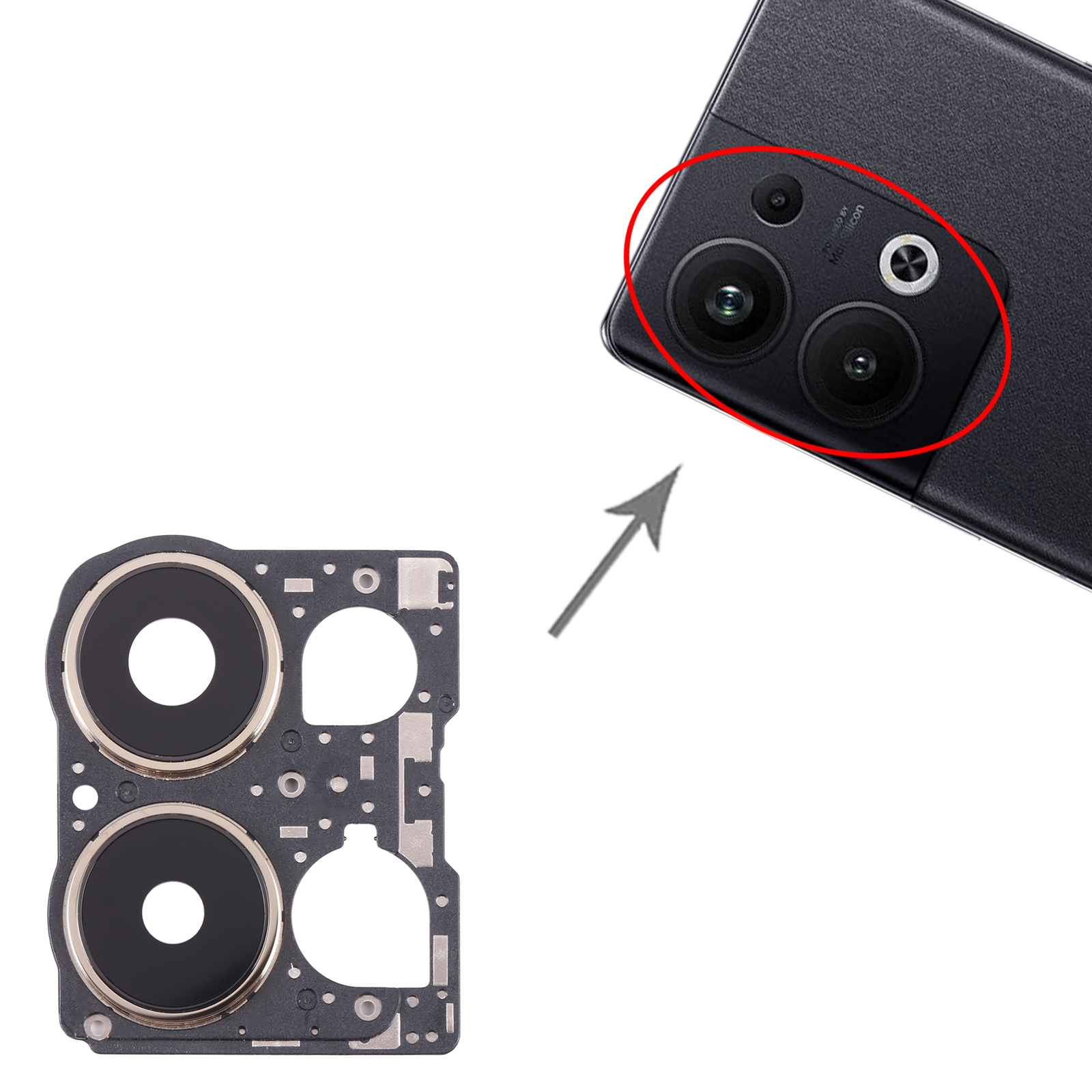 OPPO Reno9 Pro+ Gold Camera Lens Cover Replacement - Image 3